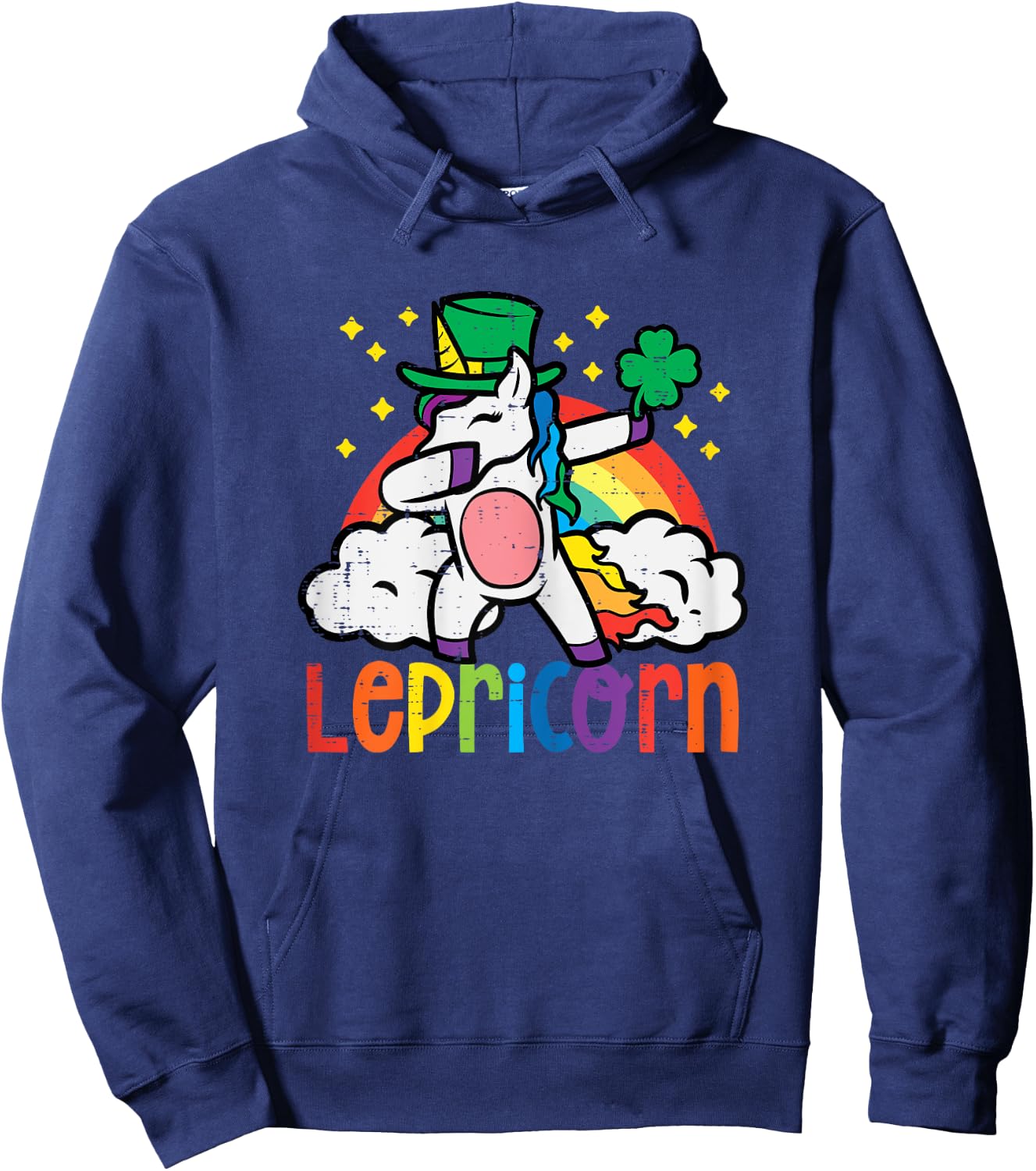 St Patricks Day Unicorn Dab Saint Pattys Lepricorn Girls Kid Hoodie - Hoodie | Navy