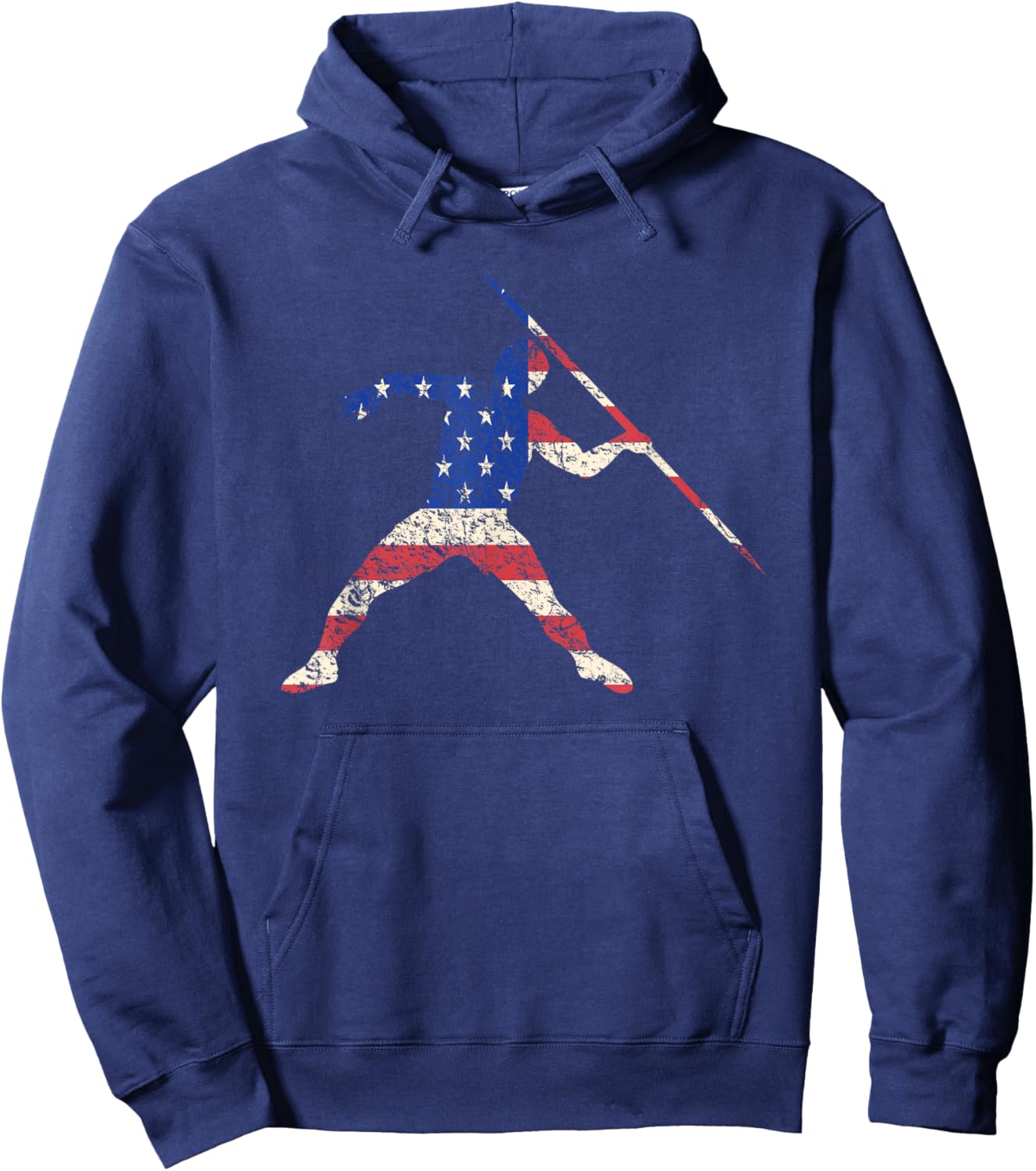 Javelin Thrower American Flag Track and Field Women Kids Men Hoodie - Hoodie | Navy