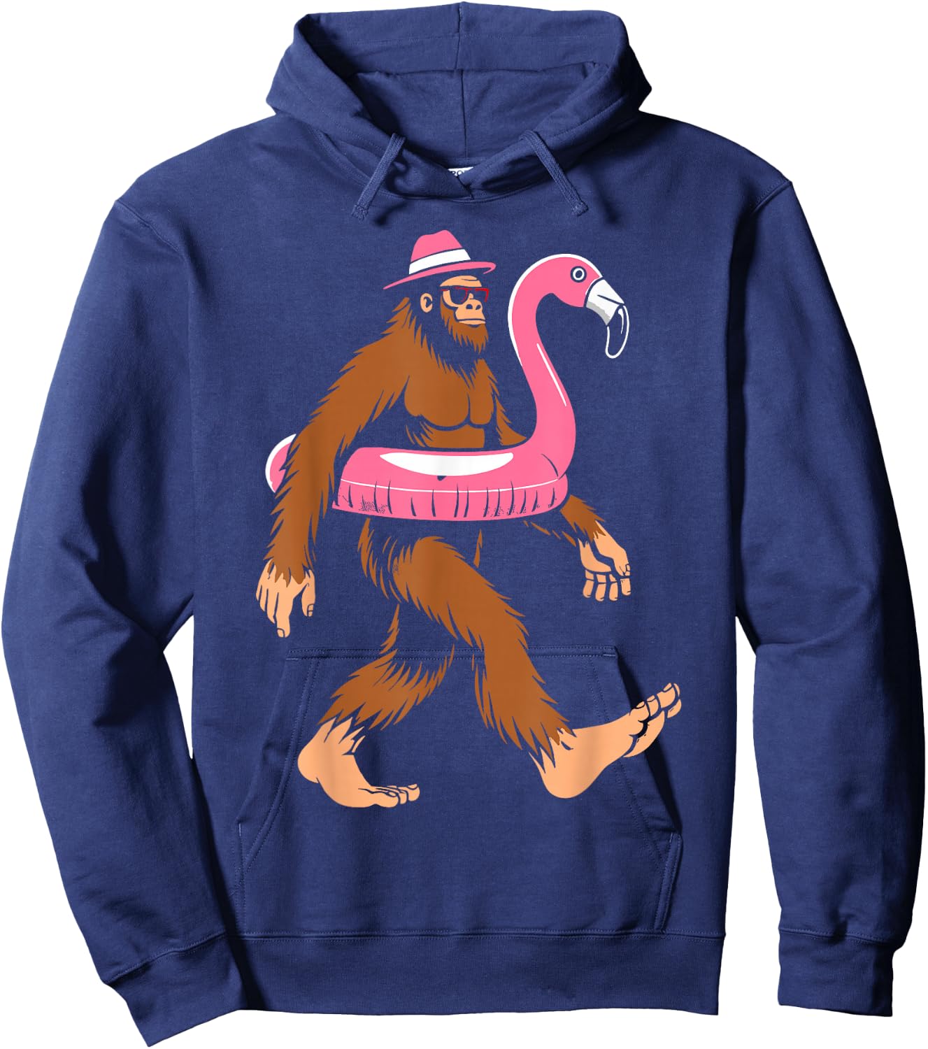 Pool party bigfoot flamingo float sasquatch beach lovers Women Girls Kids Hoodie - Hoodie | Navy