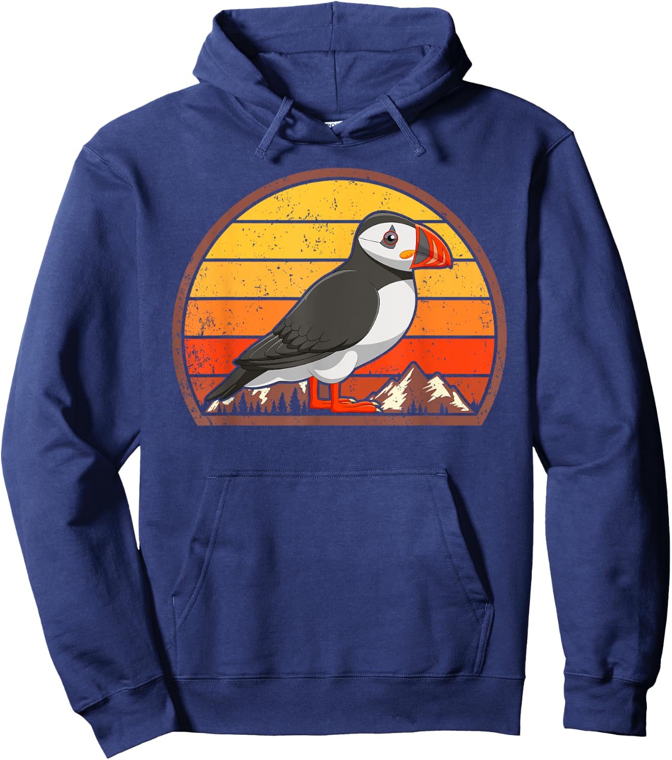 Sunset Puffin Lover Gift Vintage Retro Puffin Hoodie - Hoodie | Navy