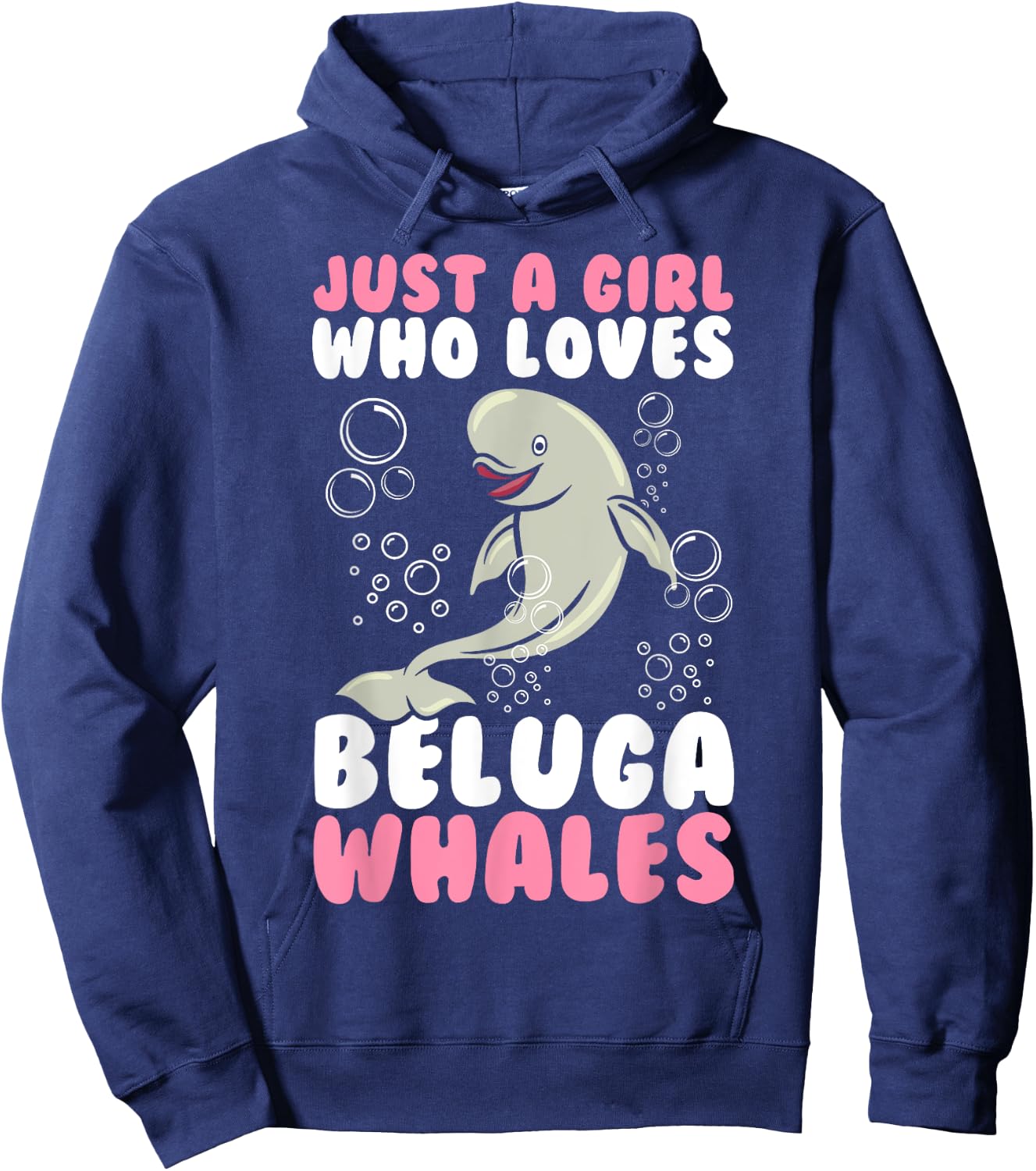 Beluga Whale Art Girls Kids Beluga Whale Lover Hoodie - Hoodie | Navy
