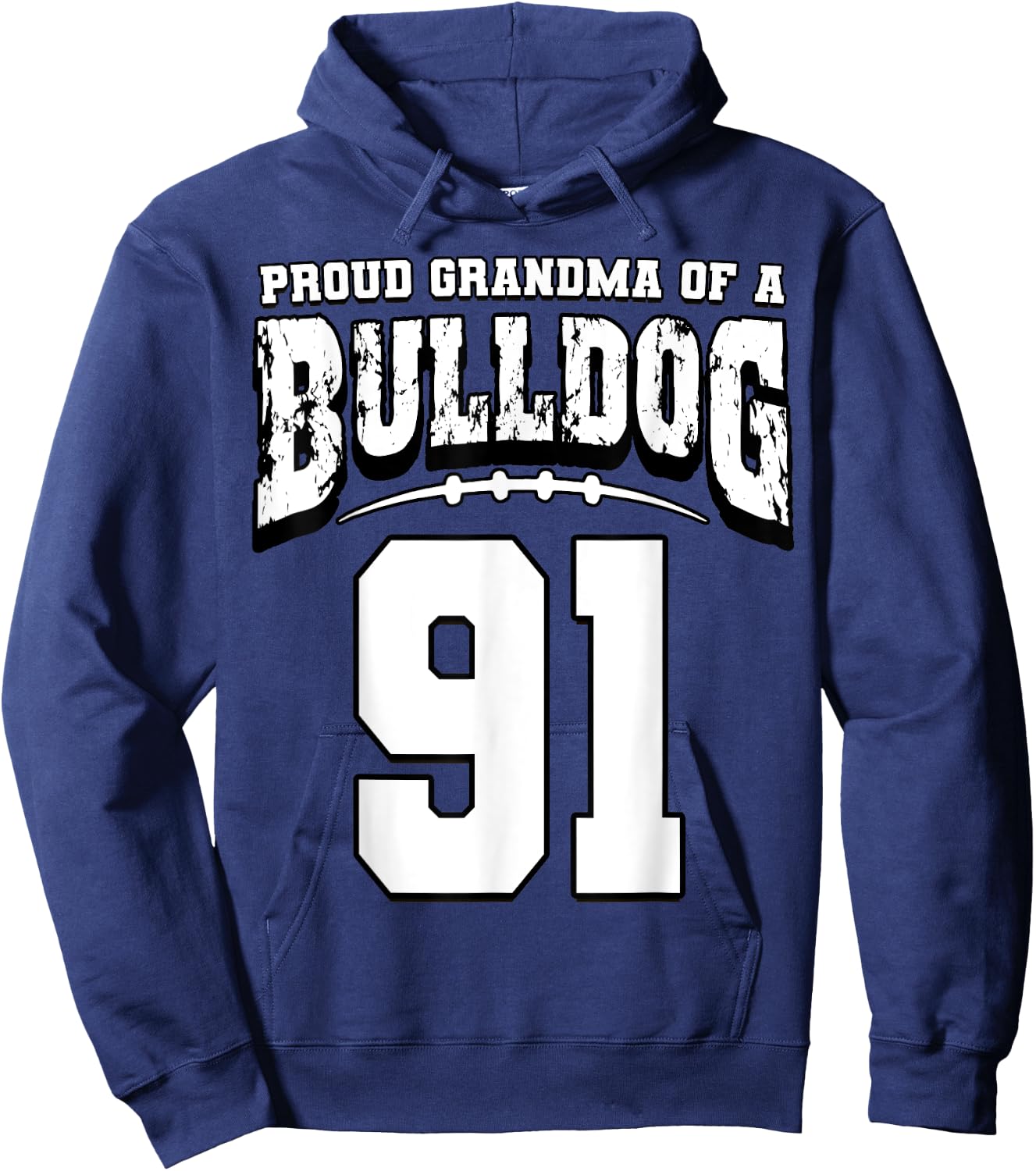 Proud Bulldog Football Grandma Of Player 91 Hoodie - Hoodie | Navy