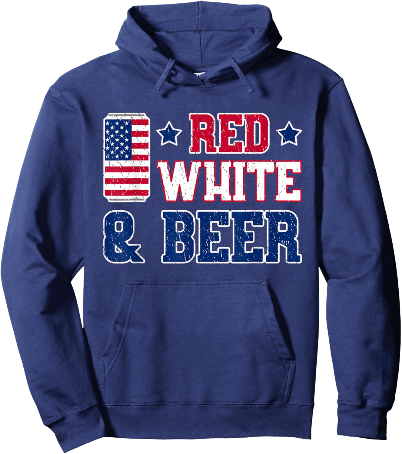 Red White and Beer Shirt - USA 4th of July Drinking Gift Hoodie - Hoodie | Navy