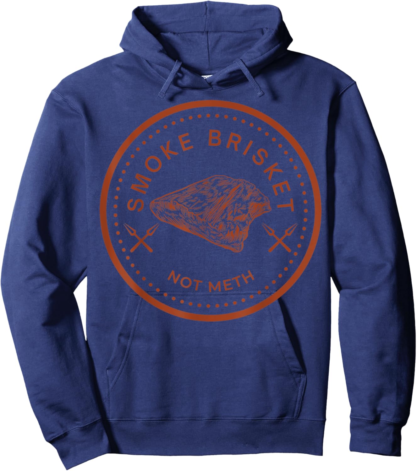Smoke Brisket Not Meth Funny Retro BBQ Smoking Meat Lover Hoodie - Hoodie | Navy
