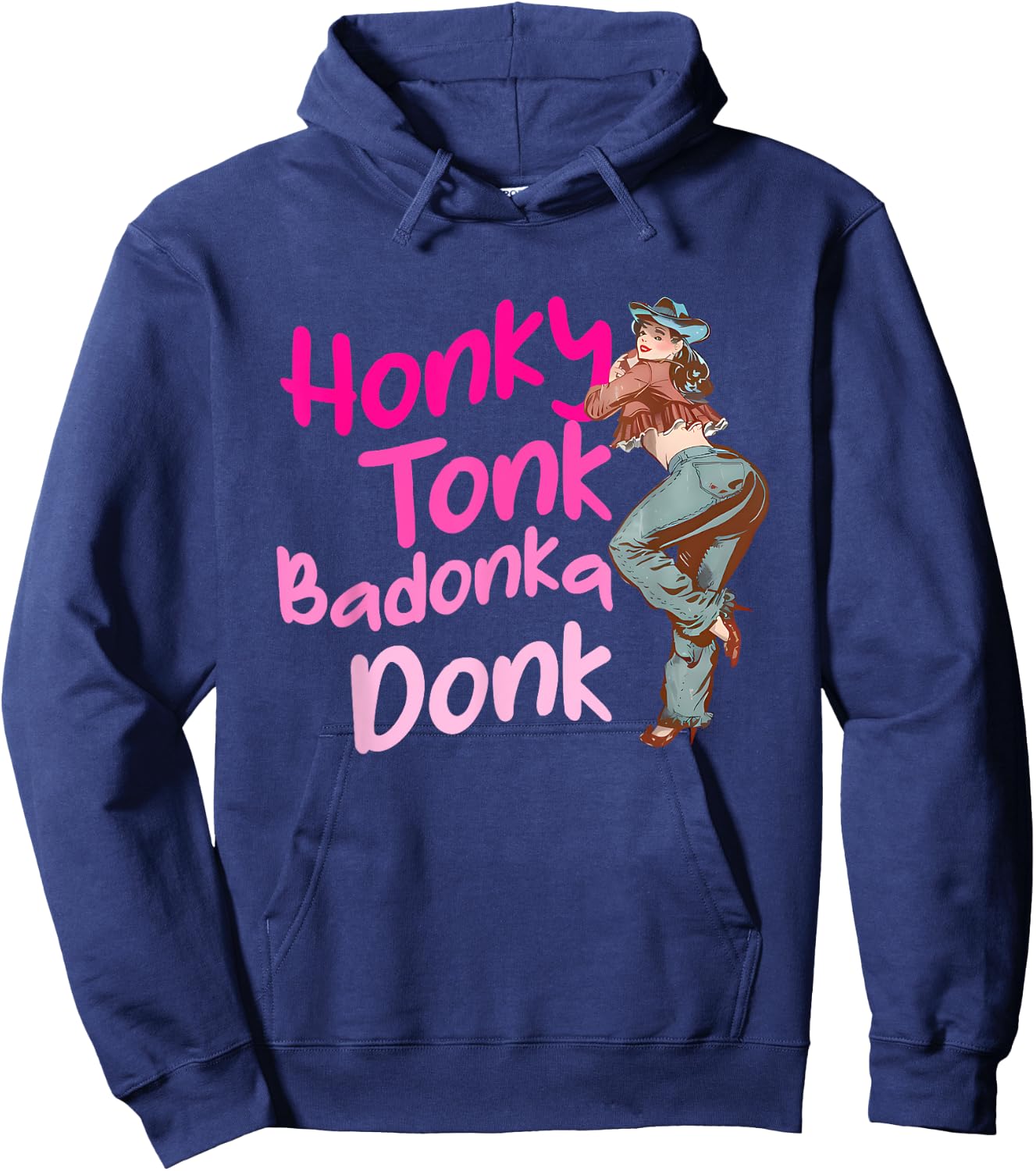 Honky Tonk Badonka Donk Funny Vintage Hoodie - Hoodie | Navy