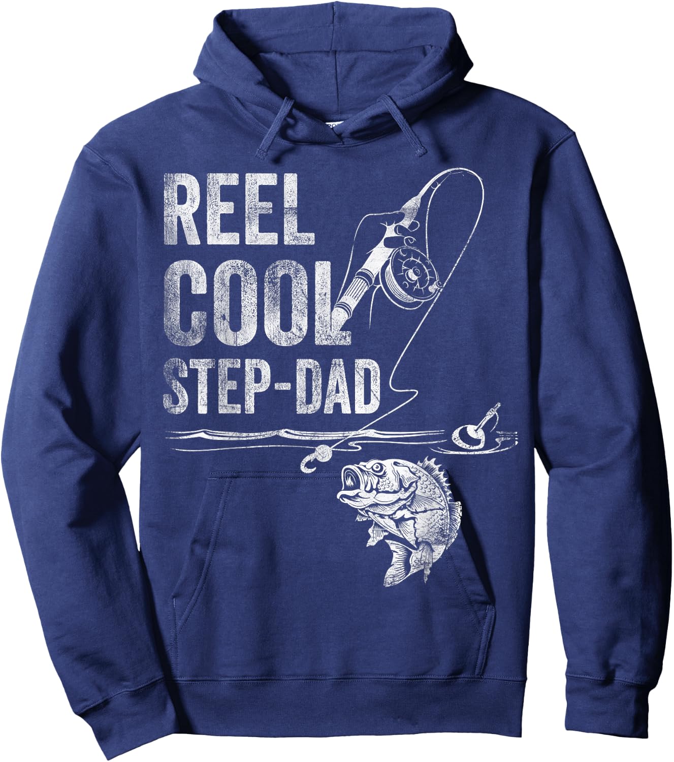 Reel Cool Step-Dad Fish Fishing Shirt Father's Day Gift Hoodie - Hoodie | Navy