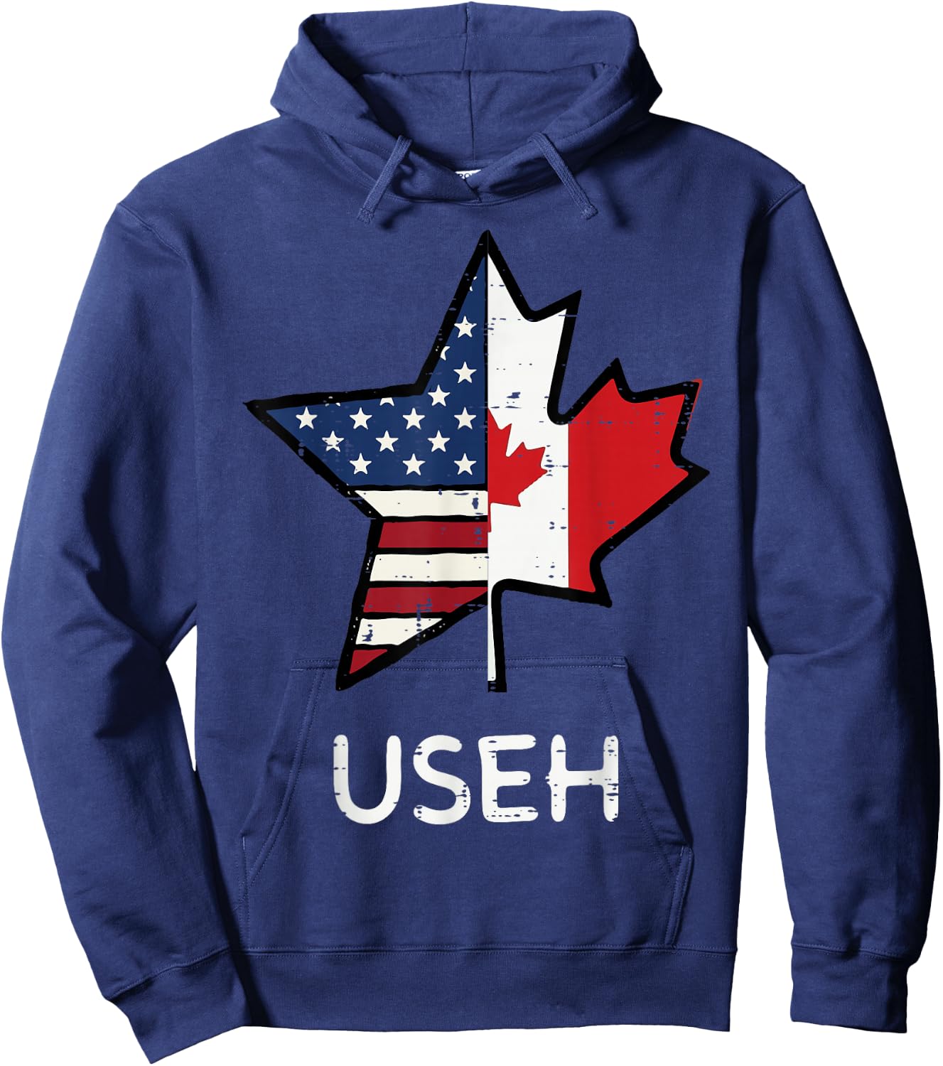 US Flag Canada Maple Leaf USEH 4th of July Men Women Kids Hoodie - Hoodie | Navy