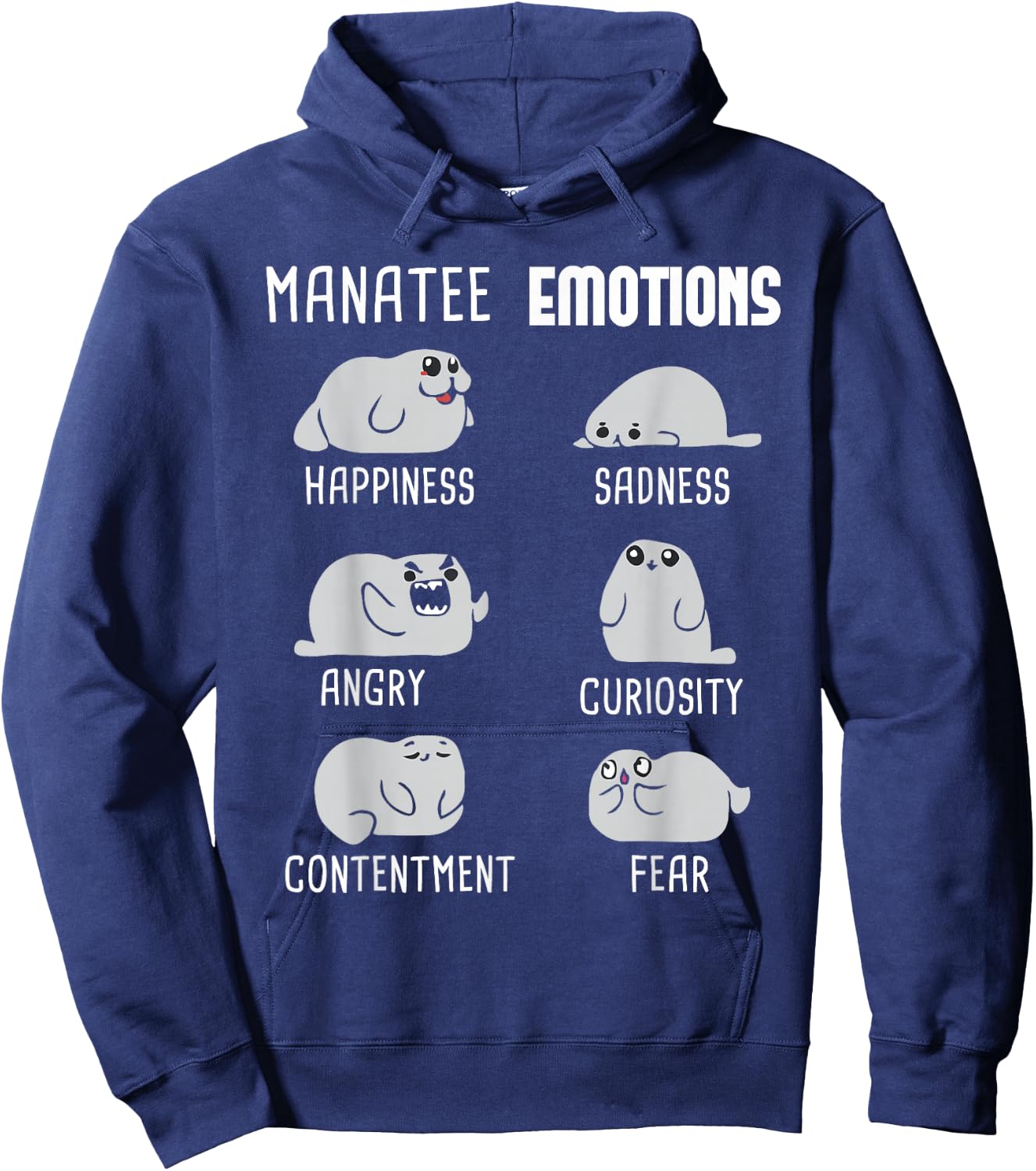Manatee Emotions - Zookeeper Marine Biologist Animal Lover Hoodie - Hoodie | Navy