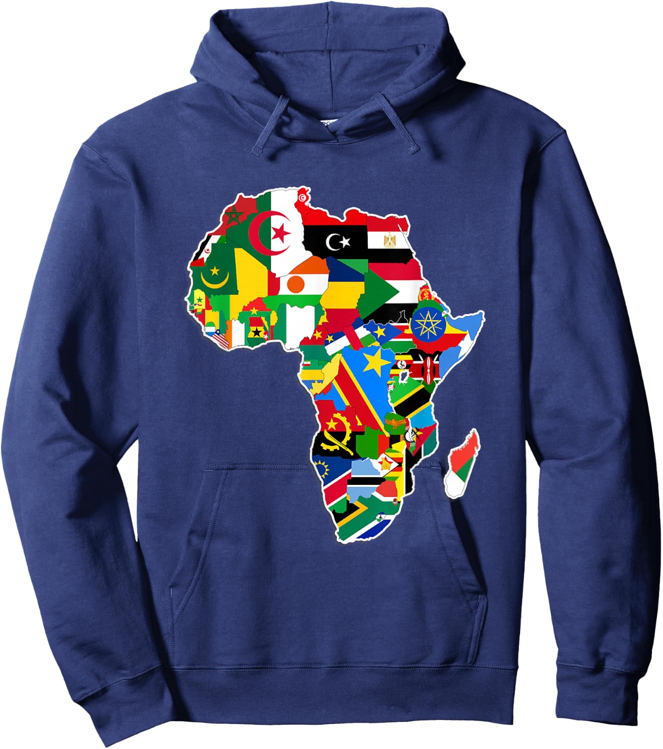Africa Pride - Map of African Continent with Flags Hoodie - Hoodie | Navy