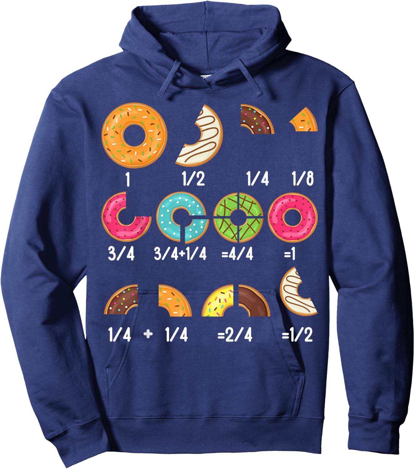 Donut Fraction Math Teachers Back To School Educational Hoodie - Hoodie | Navy