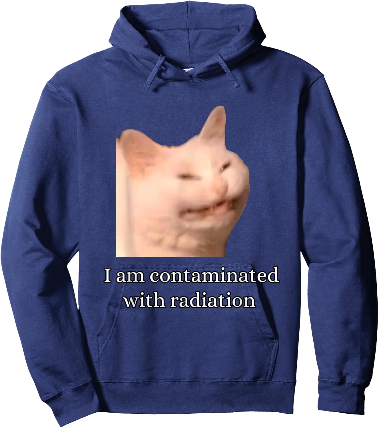 I Am Contaminated With Radiation Funny Ironic Cat Meme Men Women Hoodie - Hoodie | Navy