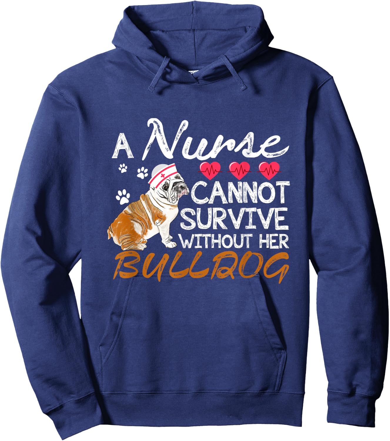 Bulldog Nursing Funny Nurse Mom Gift Hoodie - Hoodie | Navy