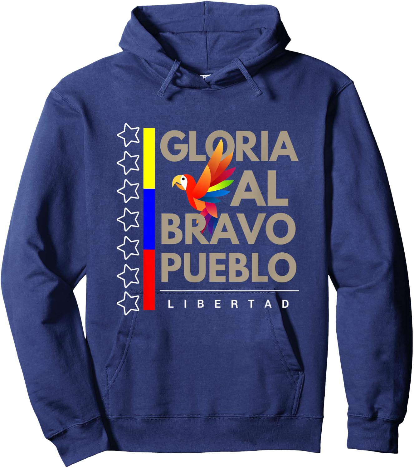 Venezuelan Flag Gloria al Pueblo 7 Stars Guacamaya Hoodie - Hoodie | Navy