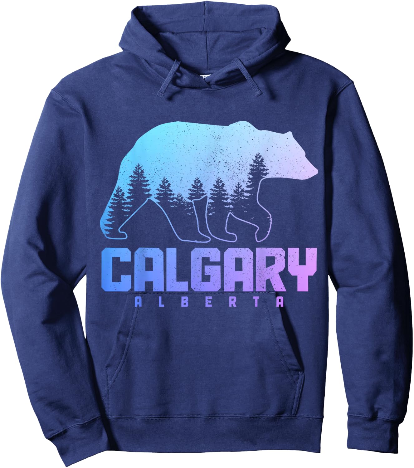 Calgary Alberta Canada Bear Grizzly Pride Outdoor Vintage Hoodie - Hoodie | Navy