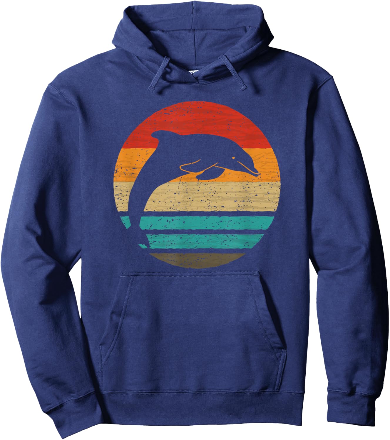 Dolphin Retro Style Vintage Hoodie - Hoodie | Navy