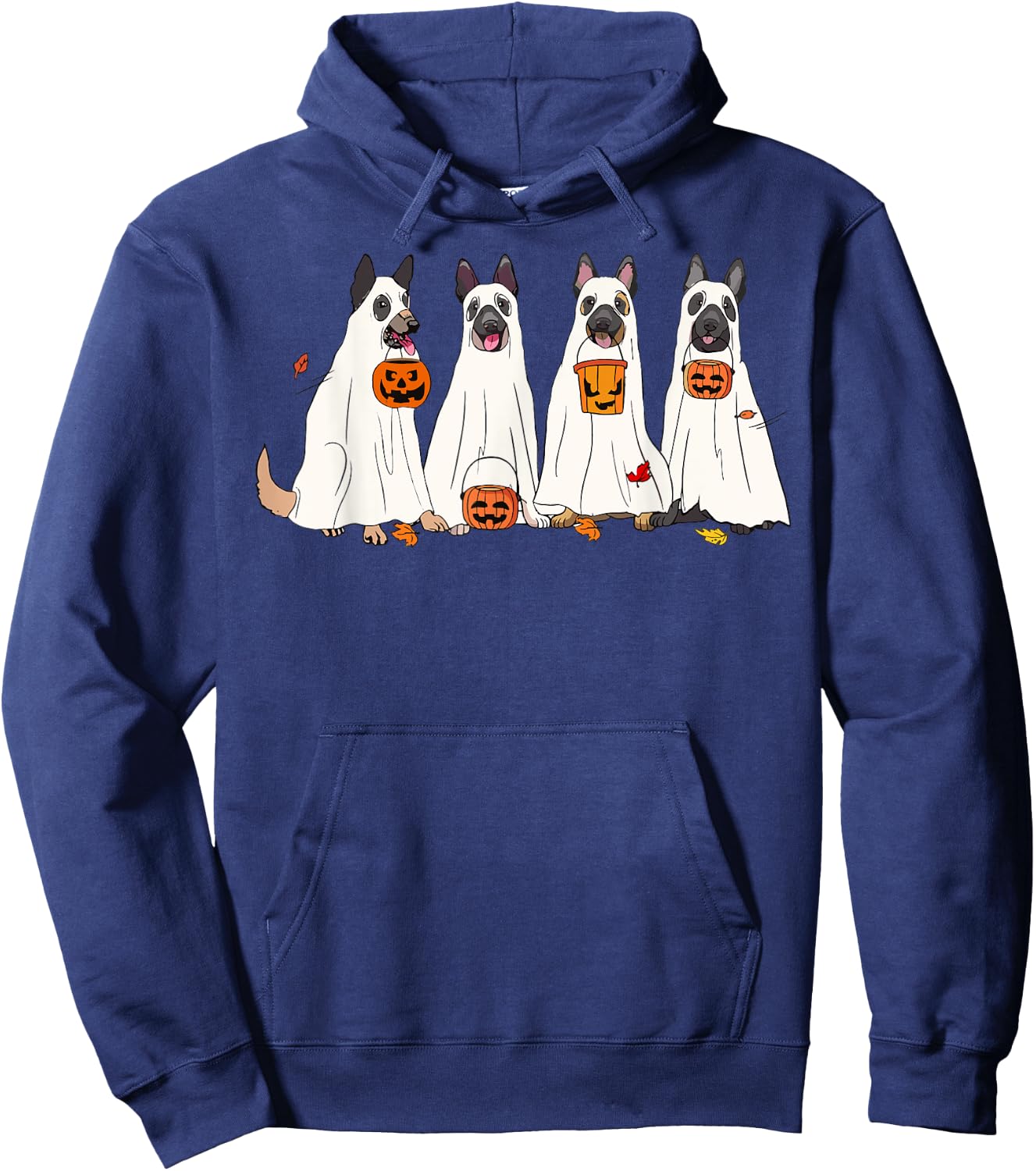 Dog Halloween Trick Or Treat Boo Ghost Pumpkin Malinois Dogs Men Women Kids Hoodie - Hoodie | Navy