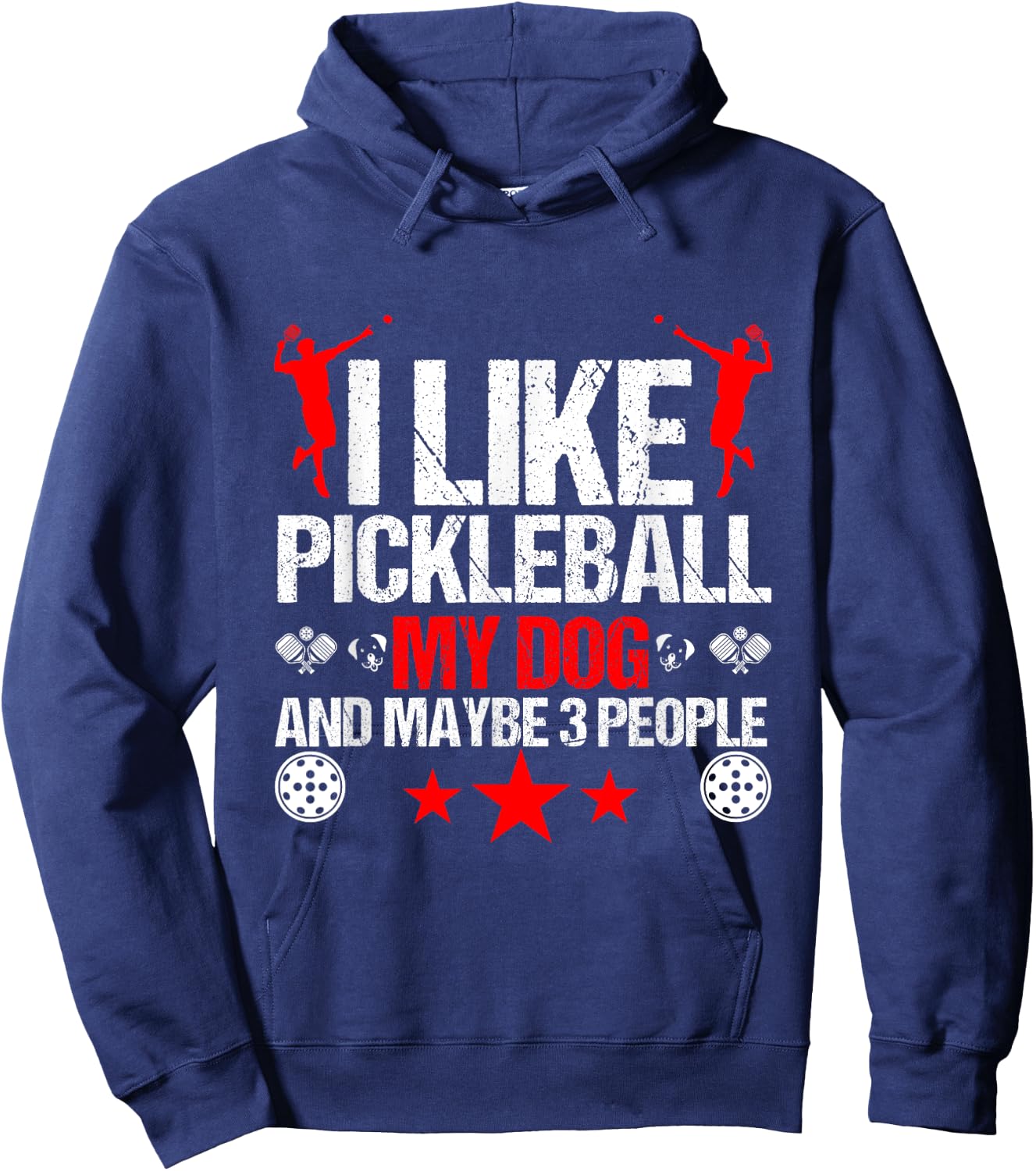 Funny I Like Pickleball My Dog And Maybe 3 People Hockey Dog Men Women Kids Hoodie - Hoodie | Navy