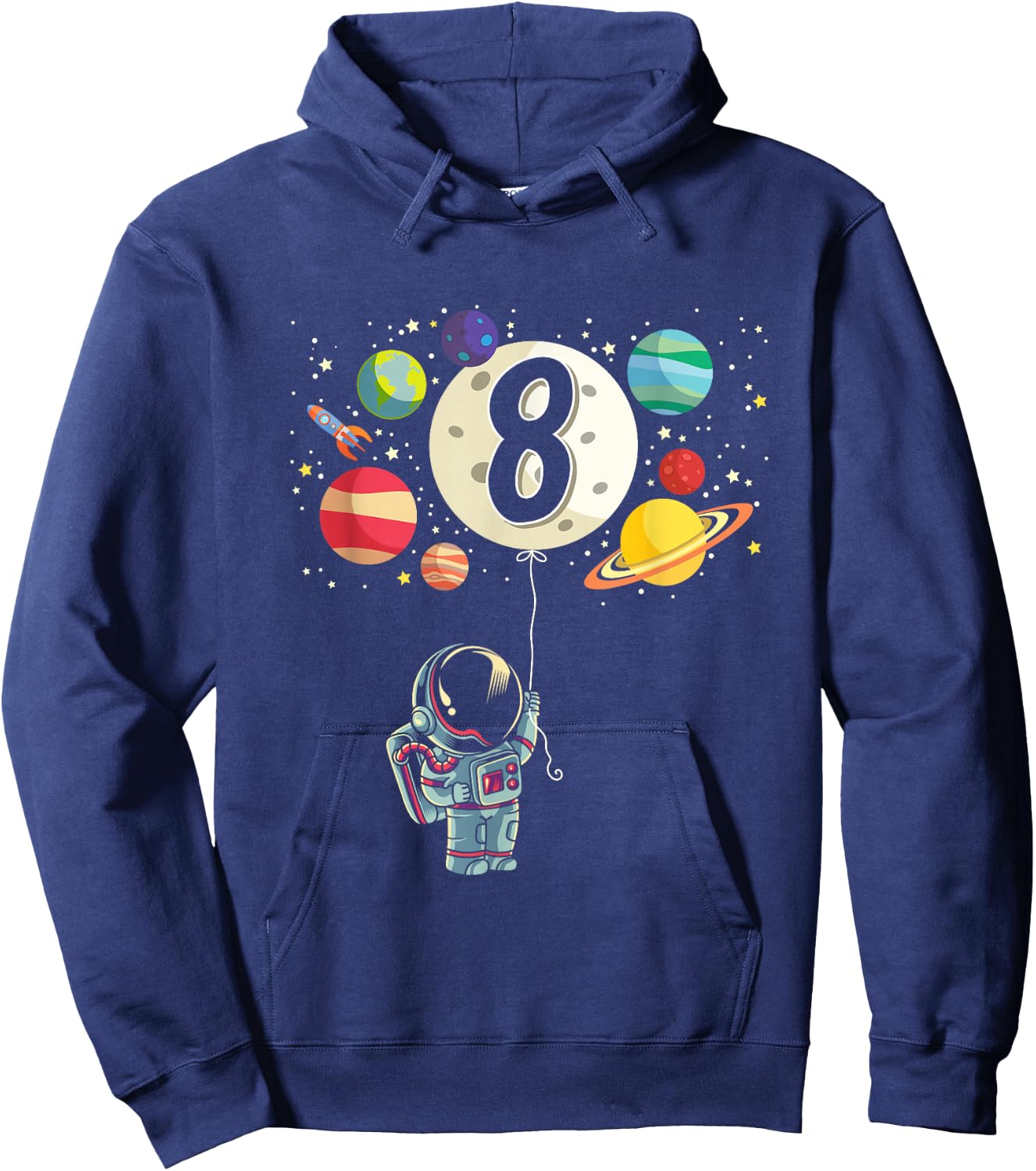 8 Years Old Birthday Boy Gifts Astronaut 8th Birthday Hoodie - Hoodie | Navy
