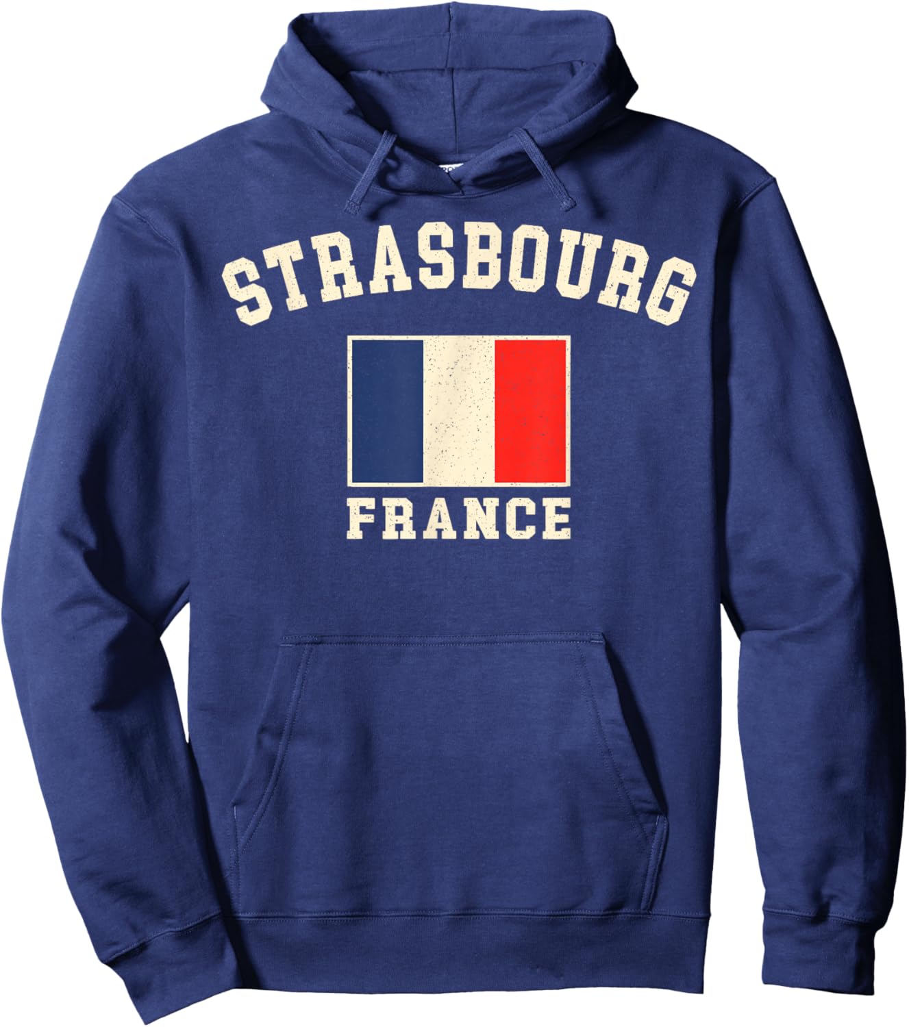 Vintage Strasbourg France French Flag Souvenir Retro Graphic Hoodie - Hoodie | Navy