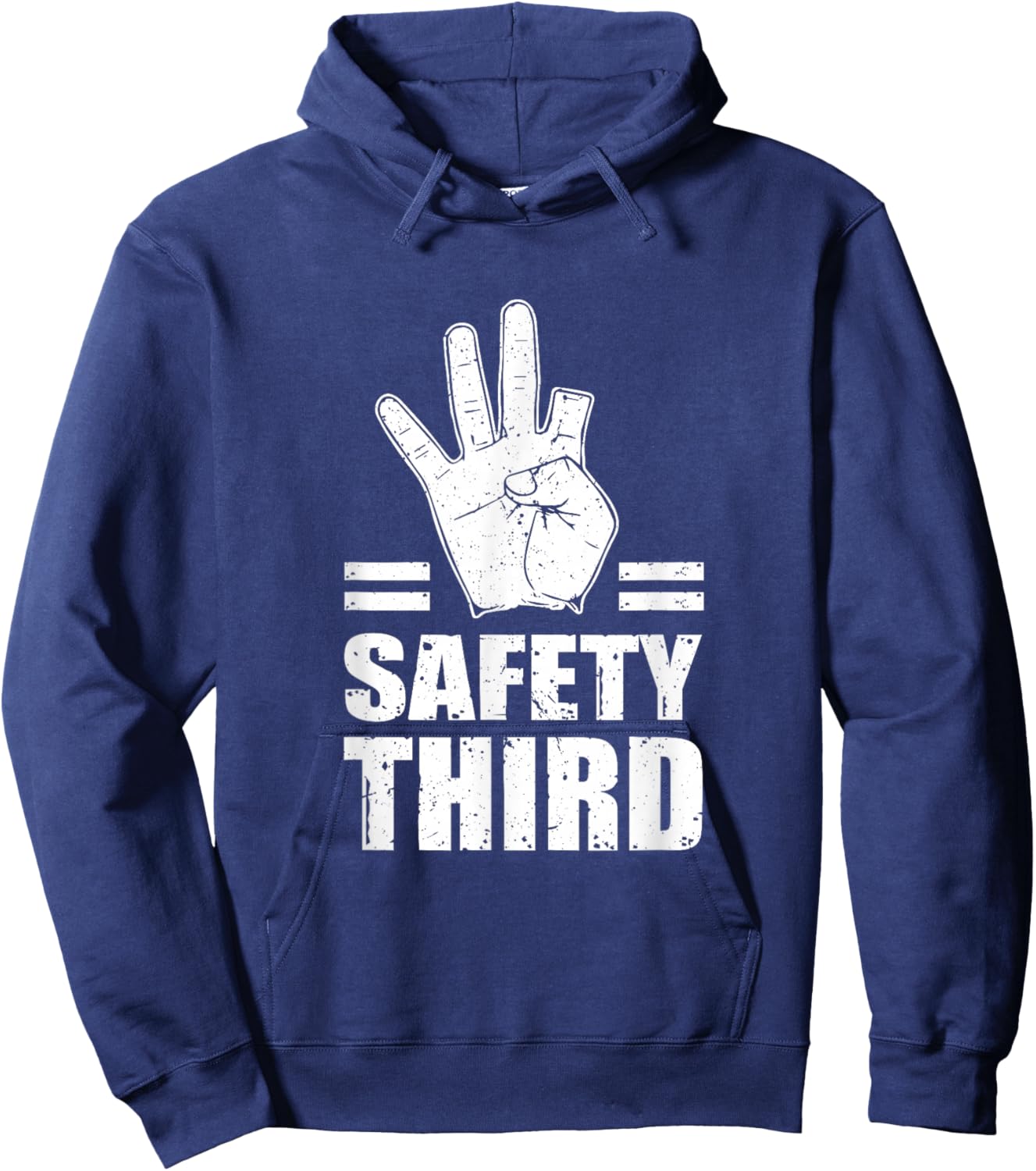Safety a Third Funny Missing Finger Injury Hand Hoodie - Hoodie | Navy