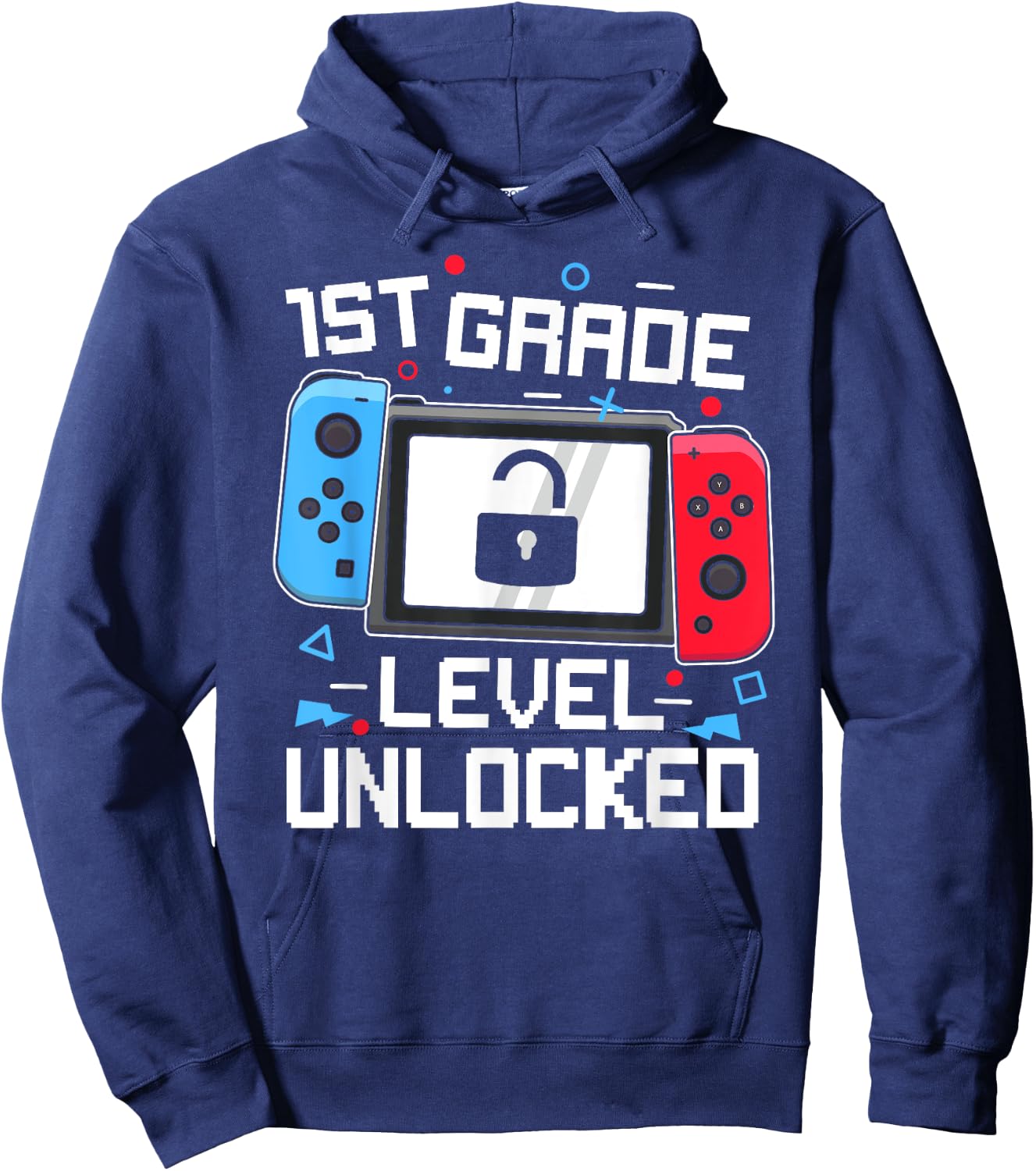 1st Grade Level Unlocked Video Game Back to School Boys Hoodie - Hoodie | Navy