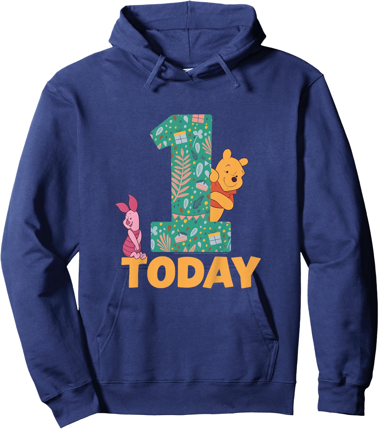Disney Winnie the Pooh & Piglet Birthday 1 Year Old Today Hoodie - Hoodie | Navy