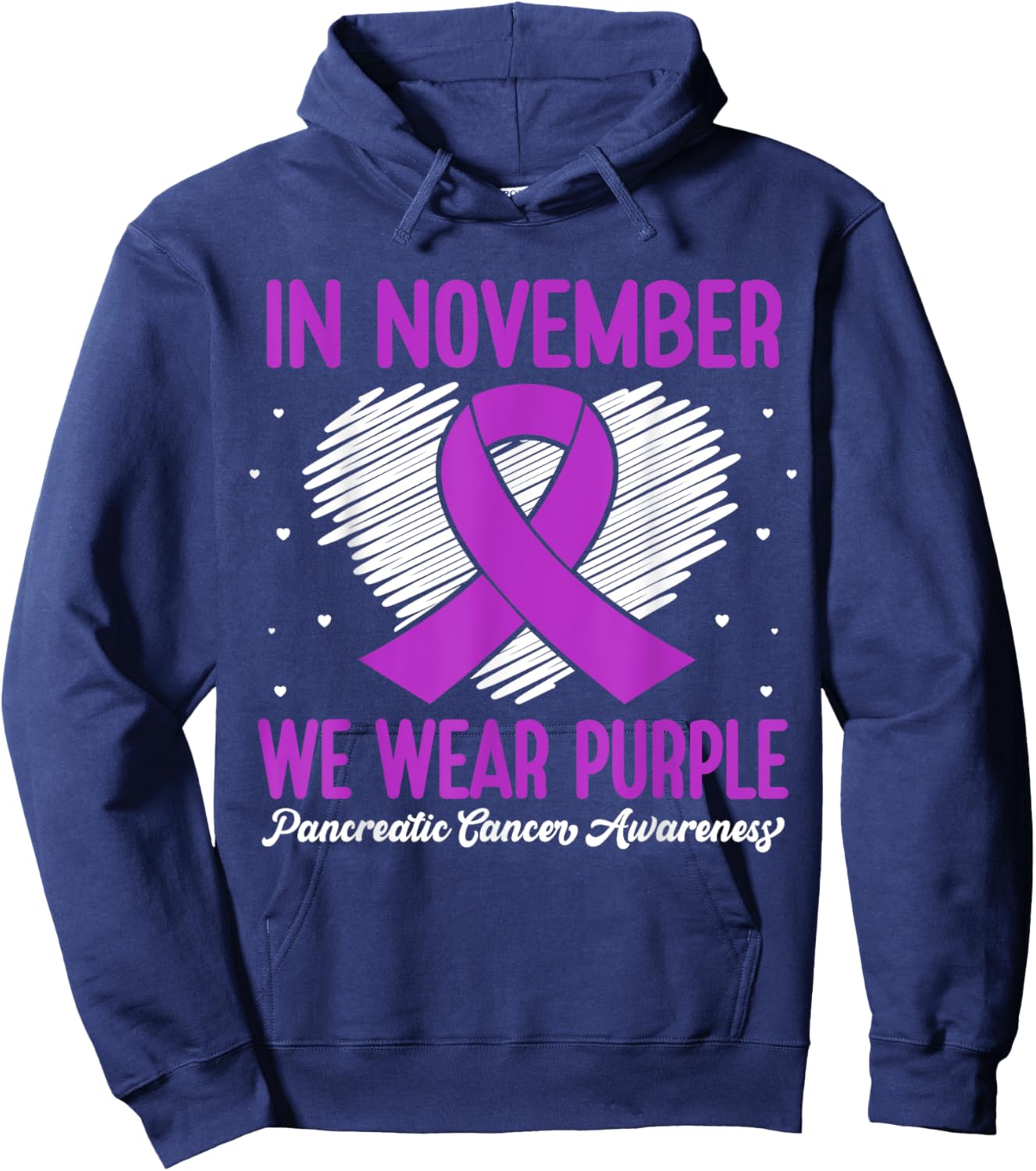In November We Wear Purple Pancreatic Cancer Awareness Month Hoodie - Hoodie | Navy