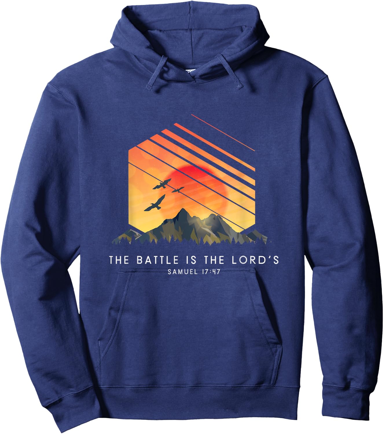 The Battle Is The Lord’s Samuel 17:47 - Religious Bible Hoodie - Hoodie | Navy