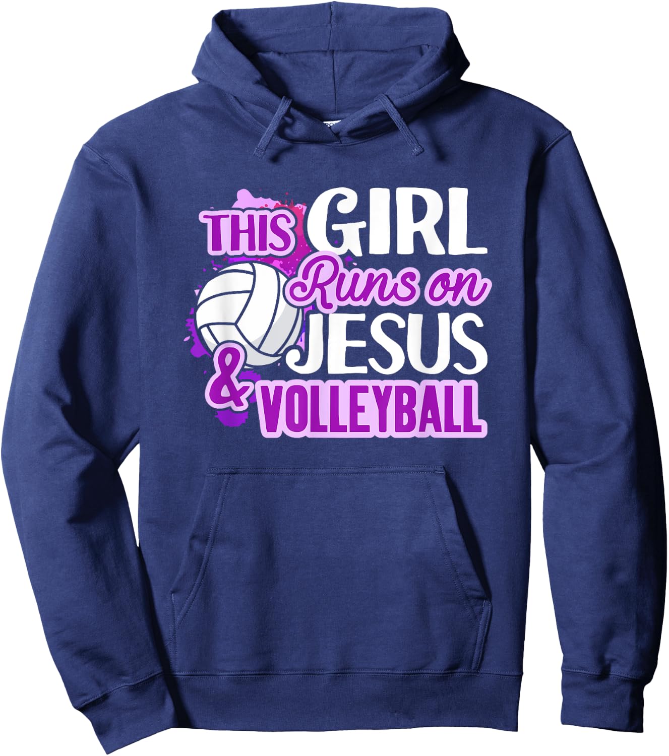 This Girl Runs On Jesus And Volleyball Christian Squad Gift Hoodie - Hoodie | Navy