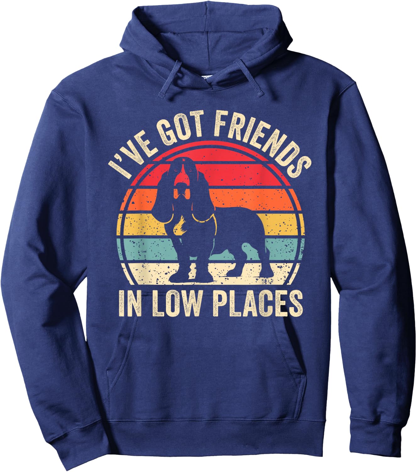 I've Got Friends In Low Places Funny Basset Hound Dog Lover Women Kids Hoodie - Hoodie | Navy