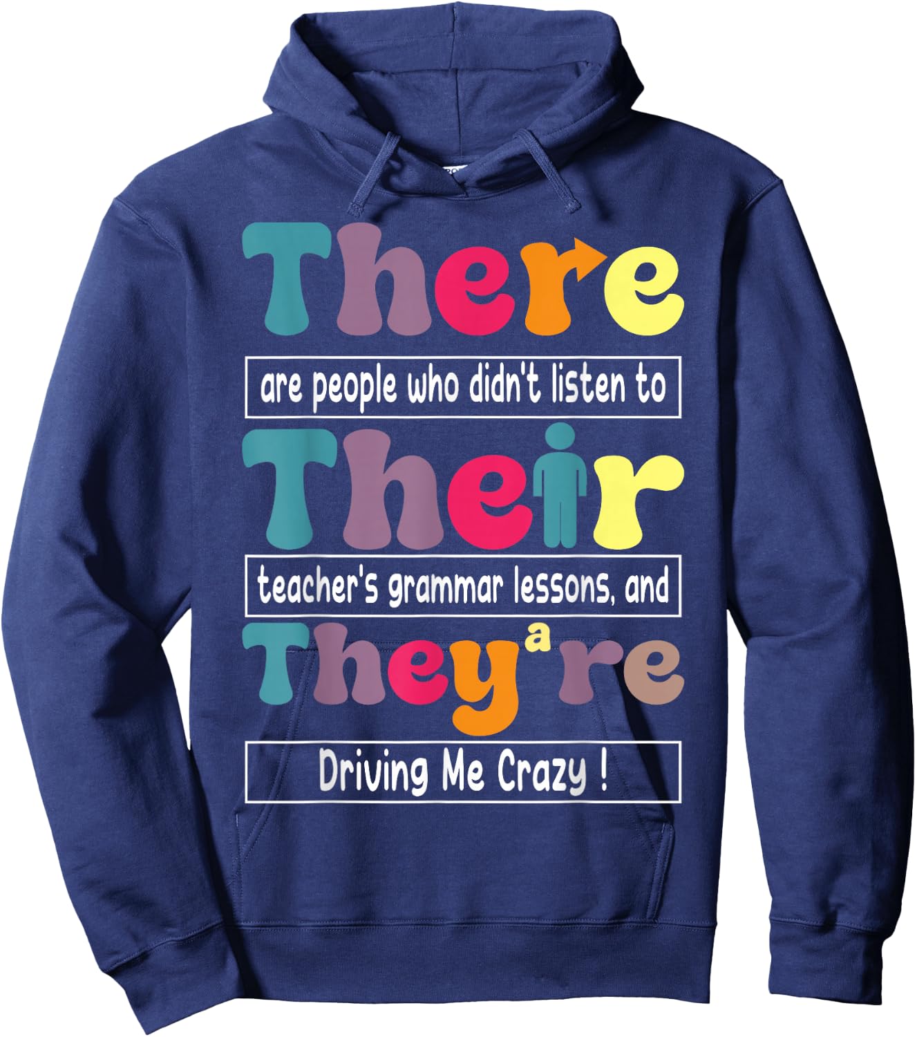 There Their They're English Teacher Funny Grammar Memes Hoodie - Hoodie | Navy