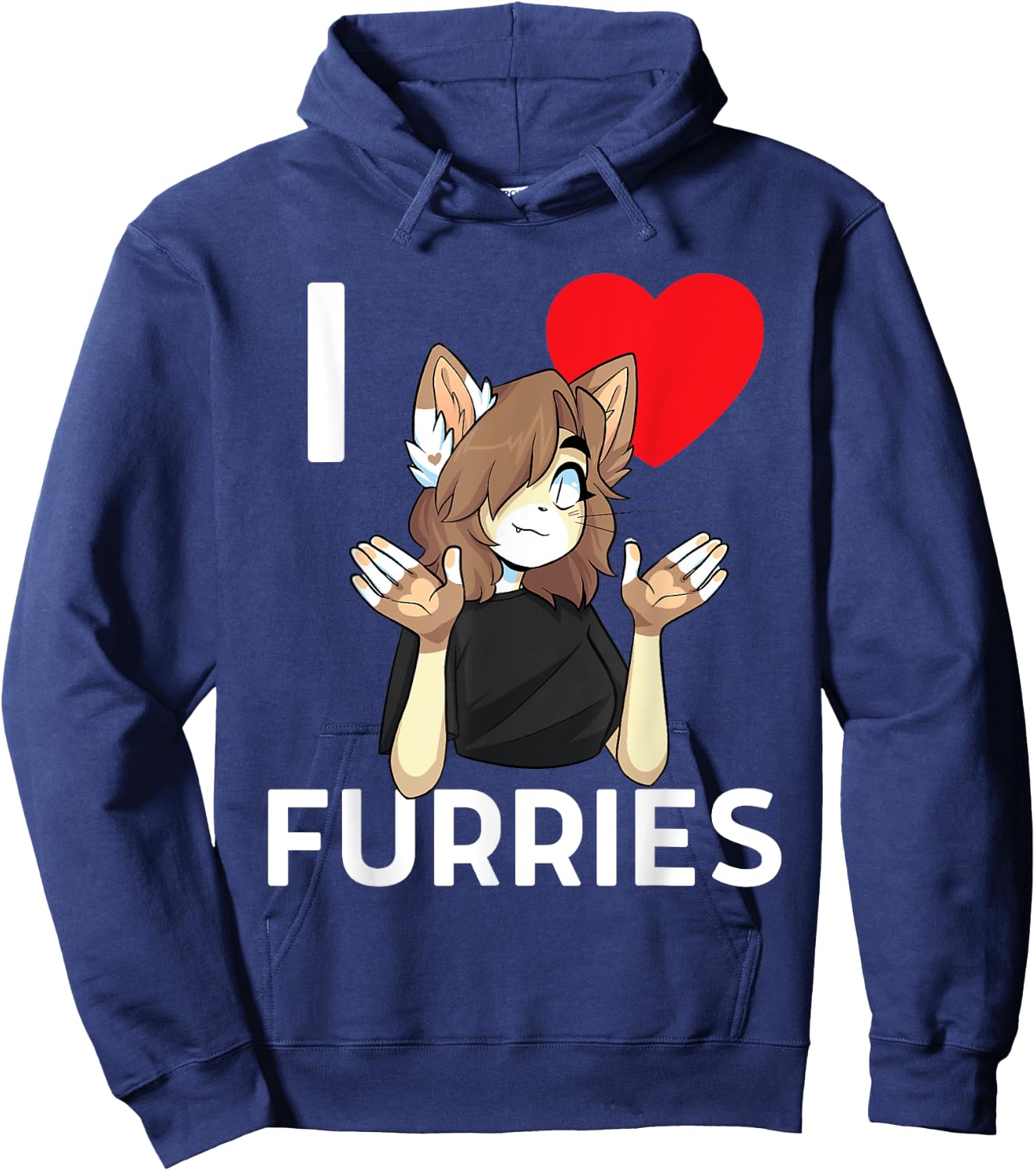 Cute I Heart Furries Furry Fandom Love Hoodie - Hoodie | Navy