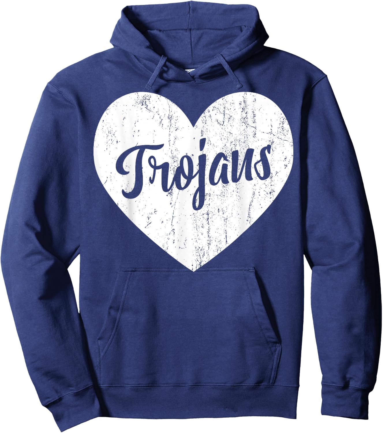 Trojans School Sports Fan Team Spirit Mascot Cute Heart Gift Hoodie - Hoodie | Navy