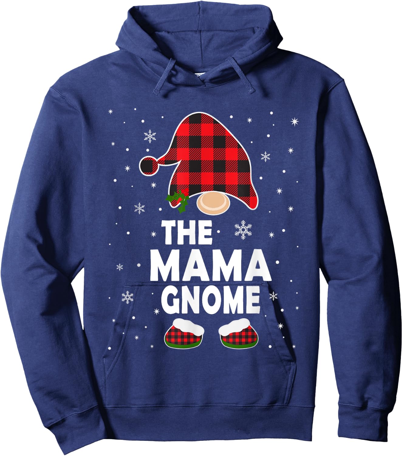 Mama Gnome Buffalo Plaid Matching Family Christmas Pajama Hoodie - Hoodie | Navy