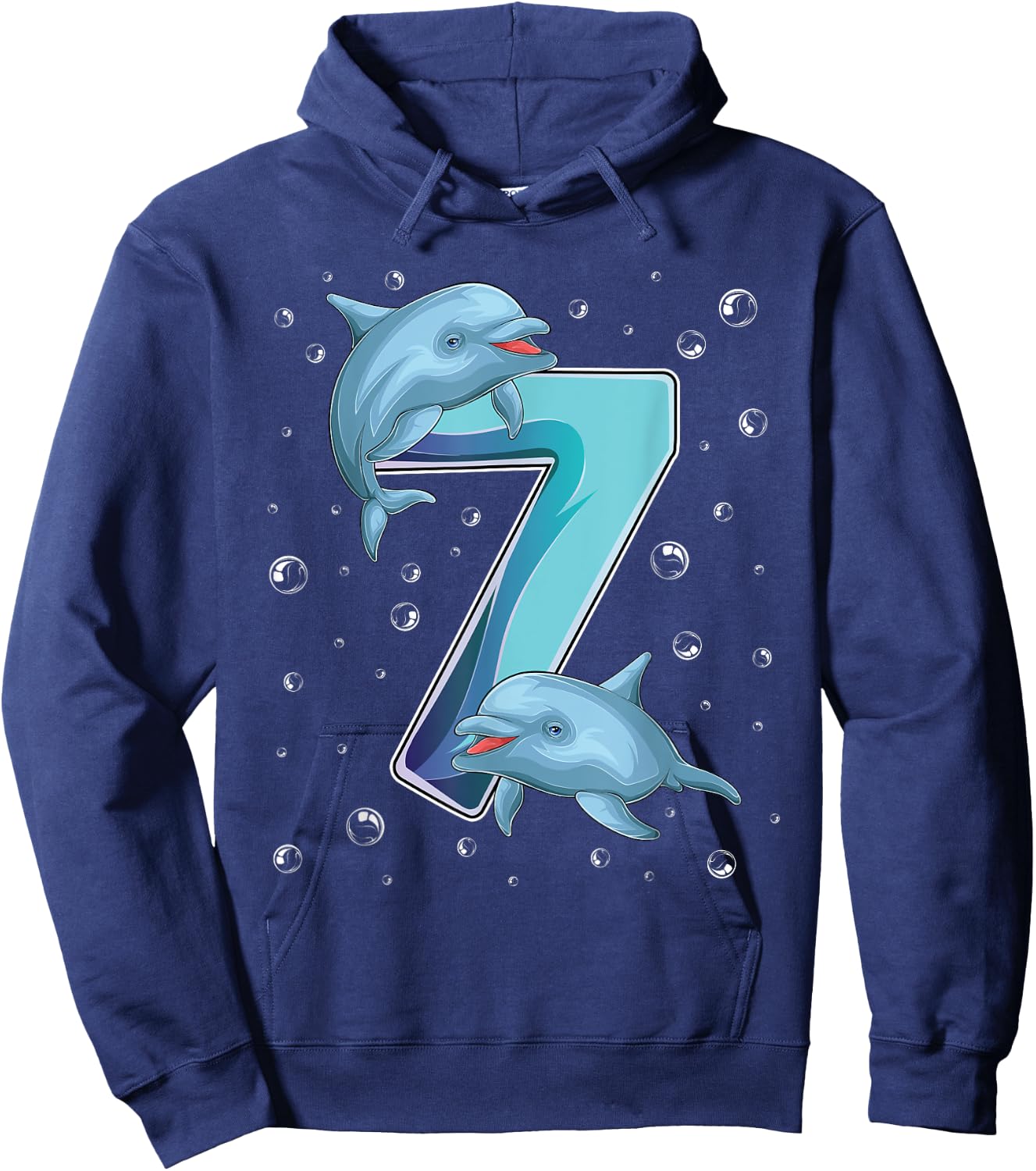 7 Year Old Dolphin 7th Birthday Girl Party Dolphin Lover Hoodie - Hoodie | Navy