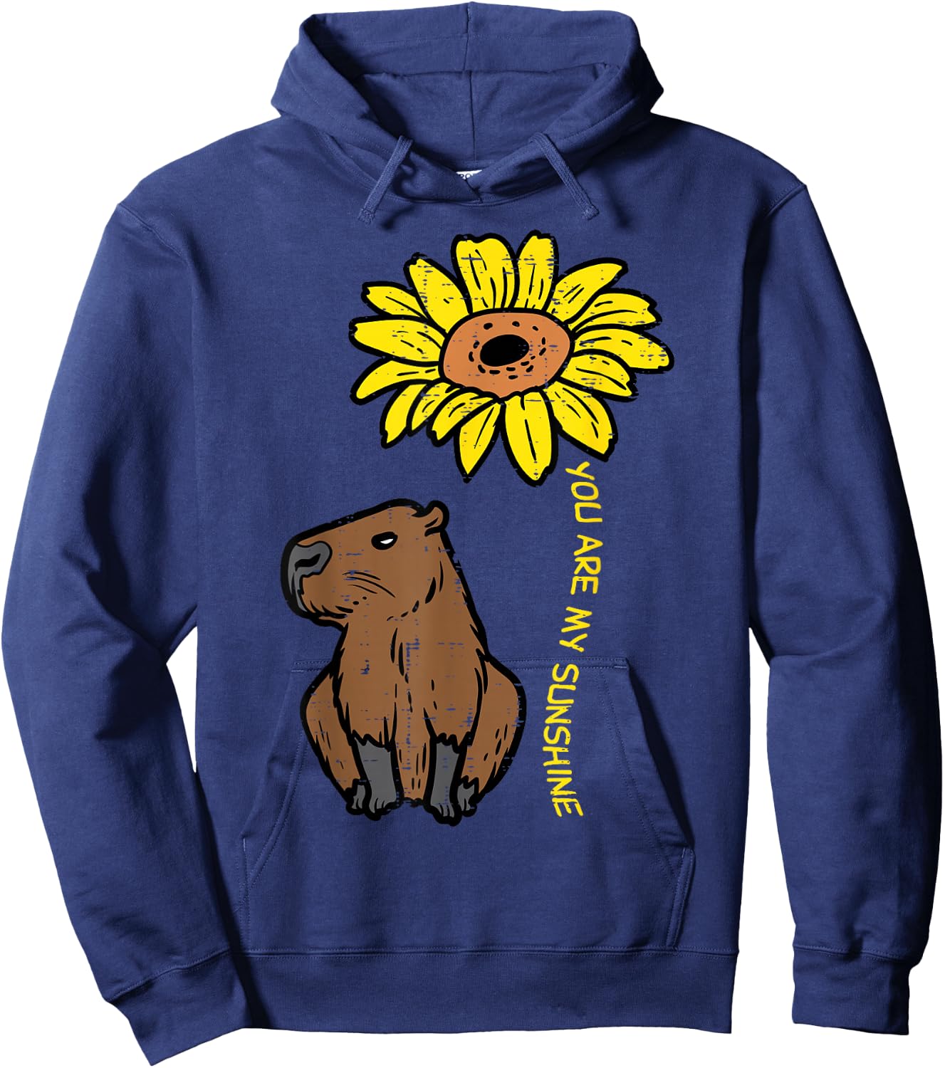 Capybara Sunflower You Are My Sunshine Capy Women Girls Kids Hoodie - Hoodie | Navy