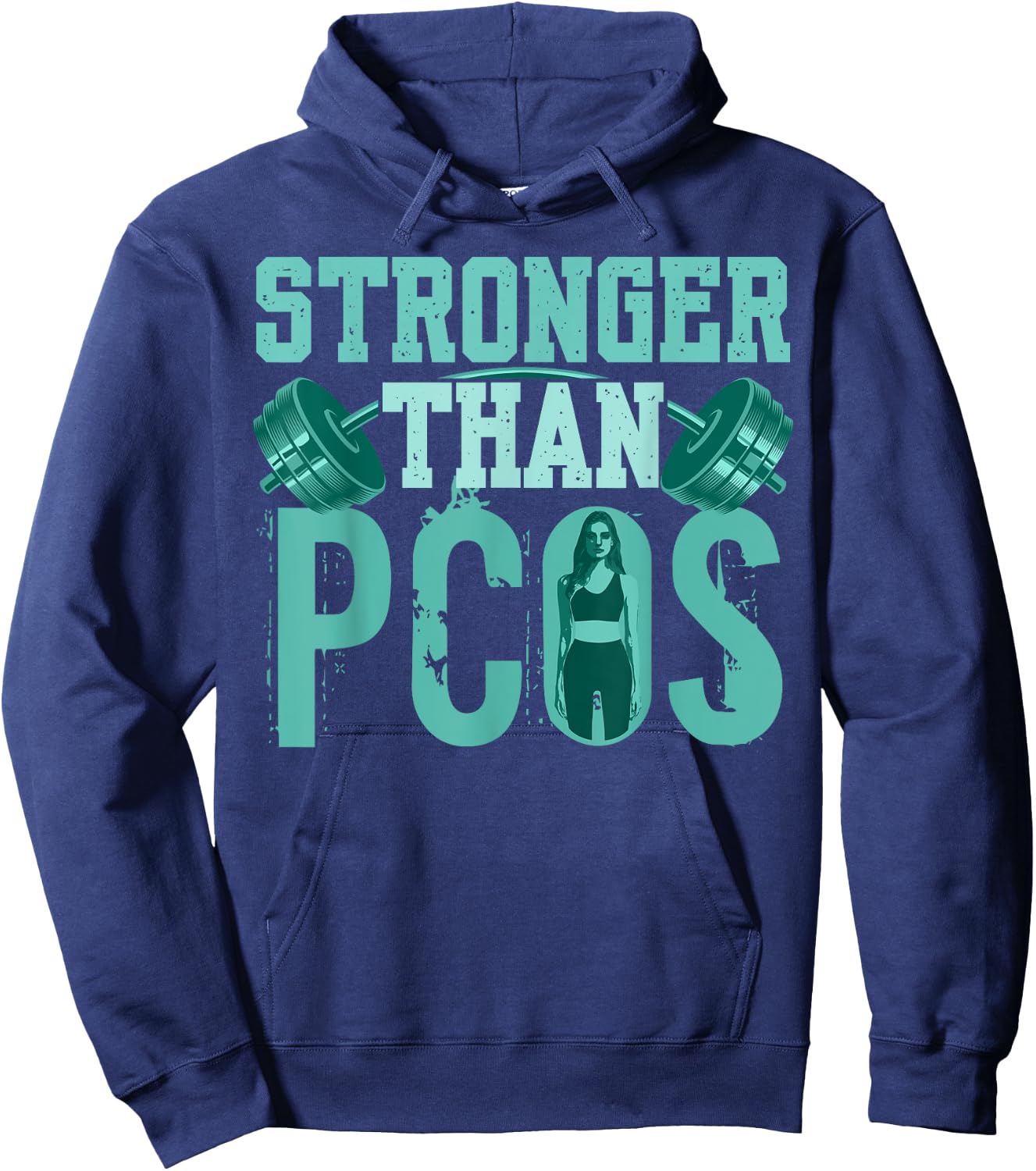 Stronger Than PCOS Awareness Fitness Workout PCOS Warrior Hoodie - Hoodie | Navy