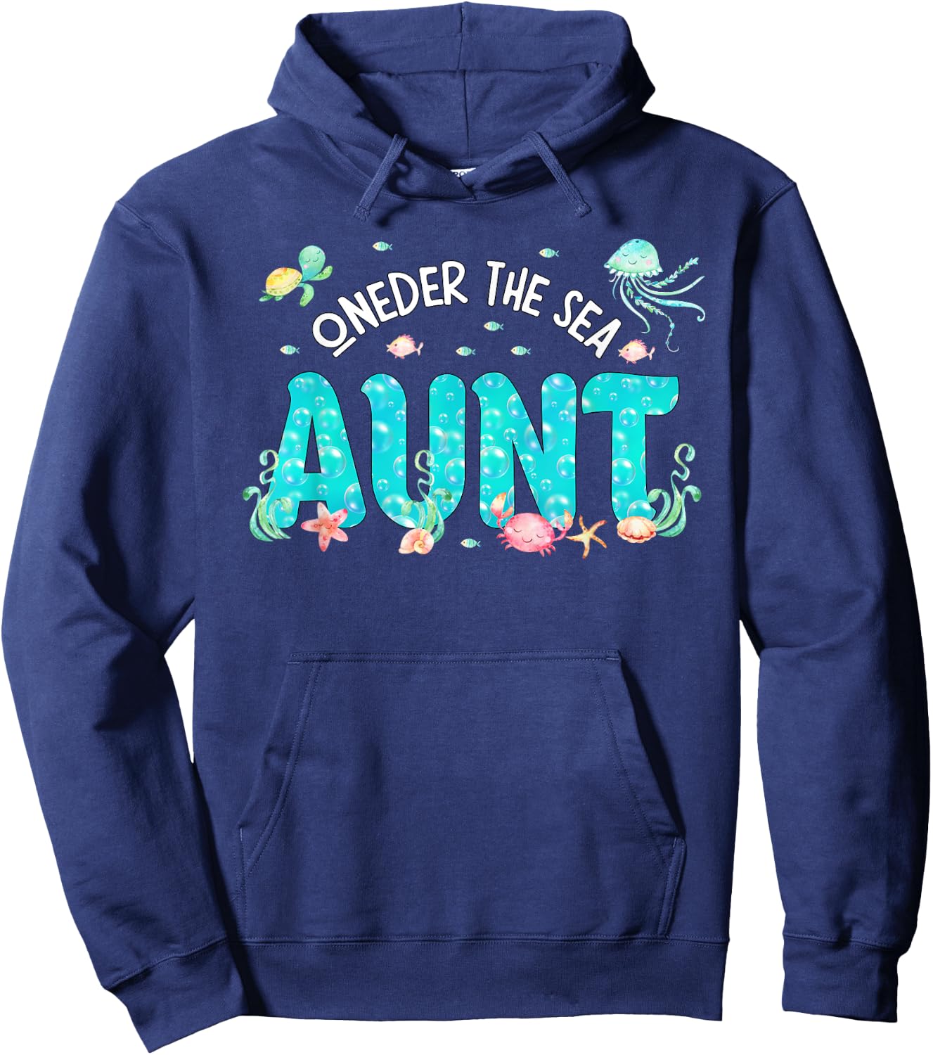 Under Sea Aunt Birthday Girl Boy Matching Family Party Hoodie - Hoodie | Navy
