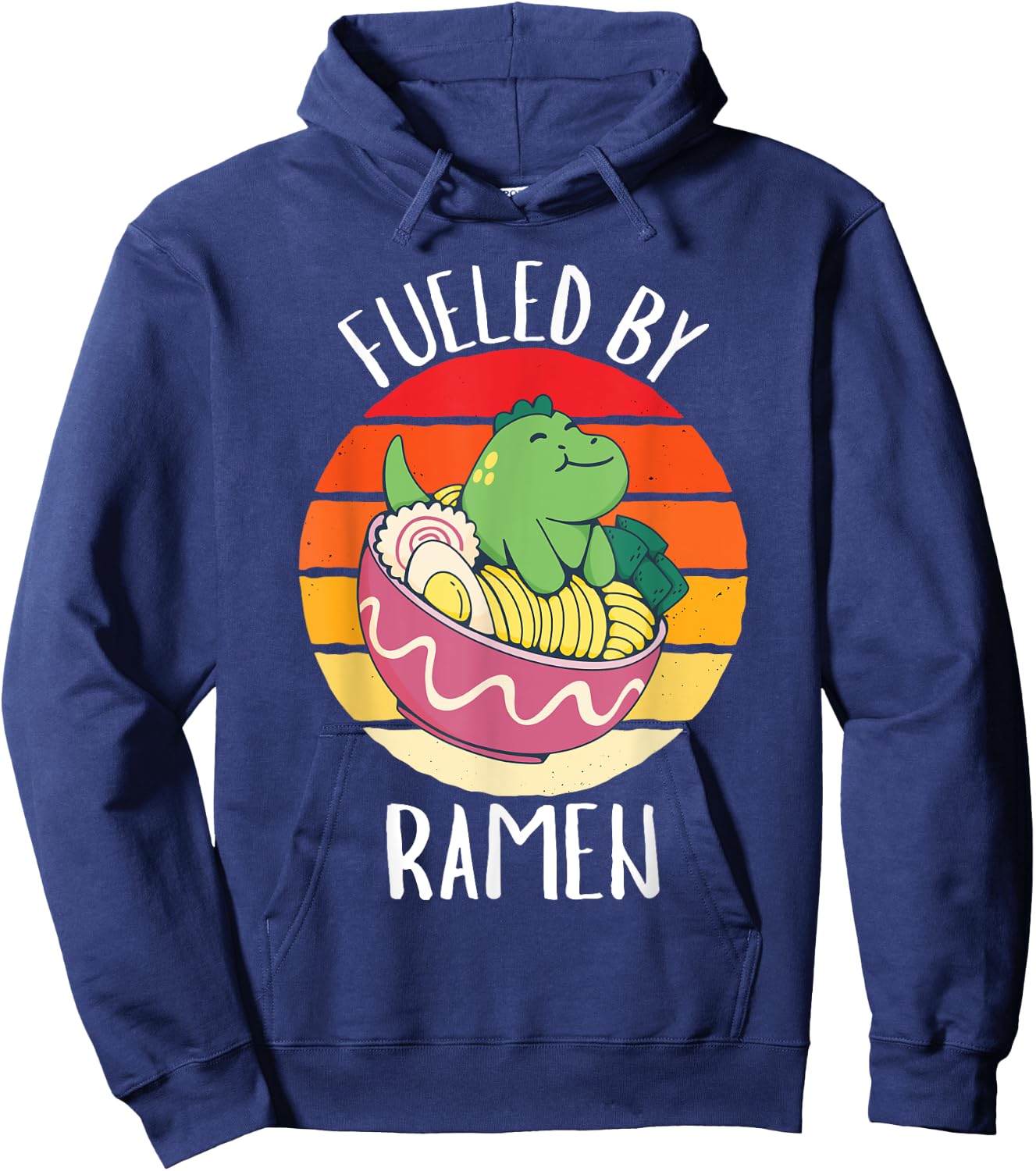 Retro Dinosauer Fueled By Ramen Vintage Ramen Lover Hoodie - Hoodie | Navy