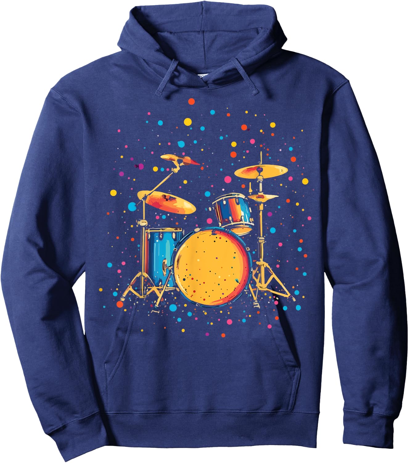 Polka Dots Pop Art Drum Set Funny Drummer Musician Music Hoodie - Hoodie | Navy