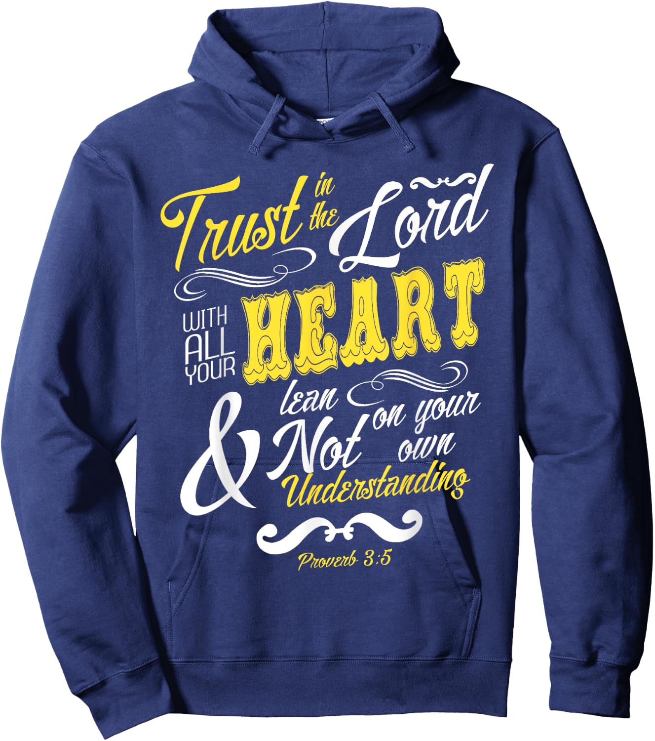 Trust In The Lord With All Your Heart Bible Verse Hoodie - Hoodie | Navy
