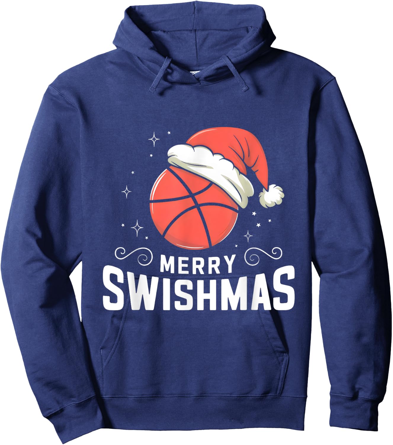 Funny Merry Swishmas Ugly Christmas Basketball Player Xmas Hoodie - Hoodie | Navy