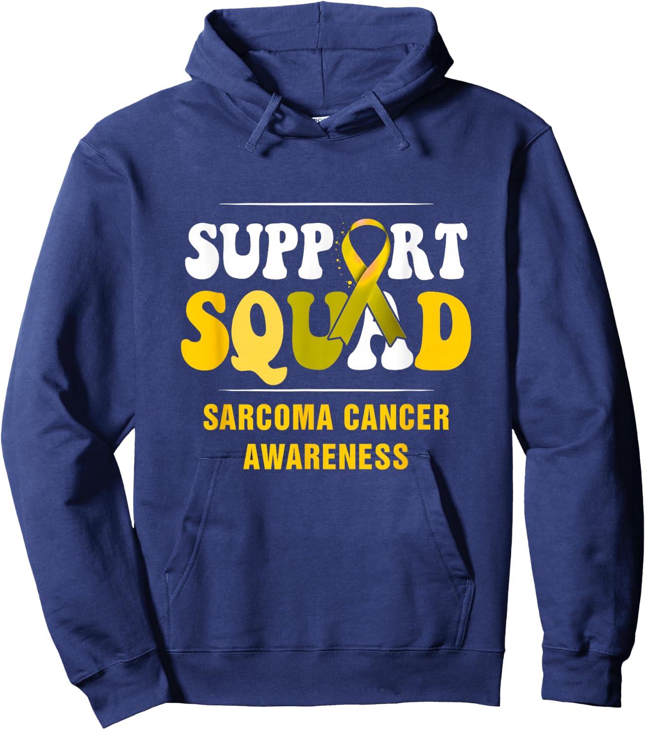 Support-Squad Sarcoma Cancer Awareness Yellow Ribbon Team Hoodie - Hoodie | Navy