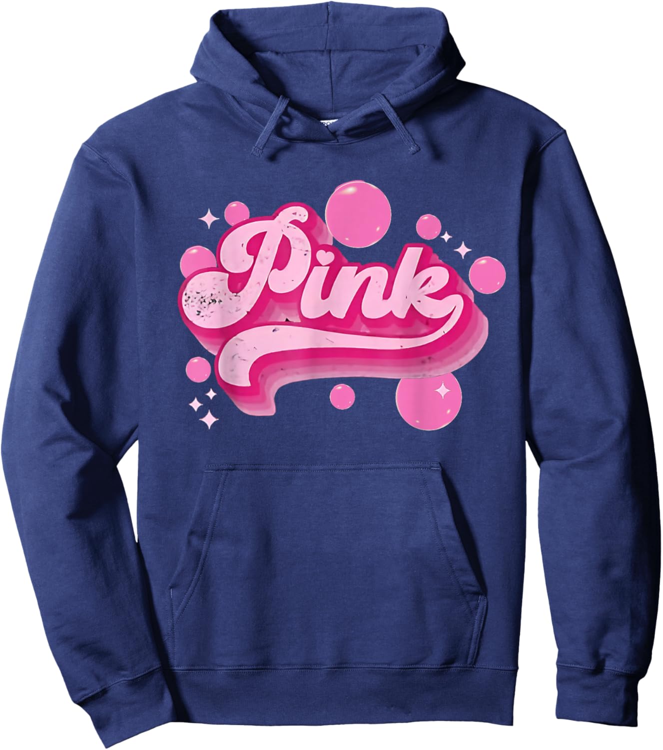 Retro Pink Personalized Name Pink Women Kids Meme Hoodie - Hoodie | Navy