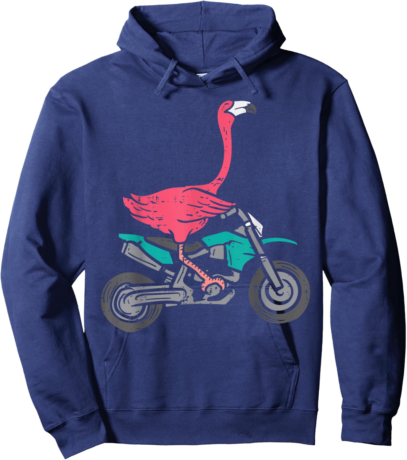 Flamingo Riding Dirt Bike Funny Motocross Biker Women Girls Hoodie - Hoodie | Navy
