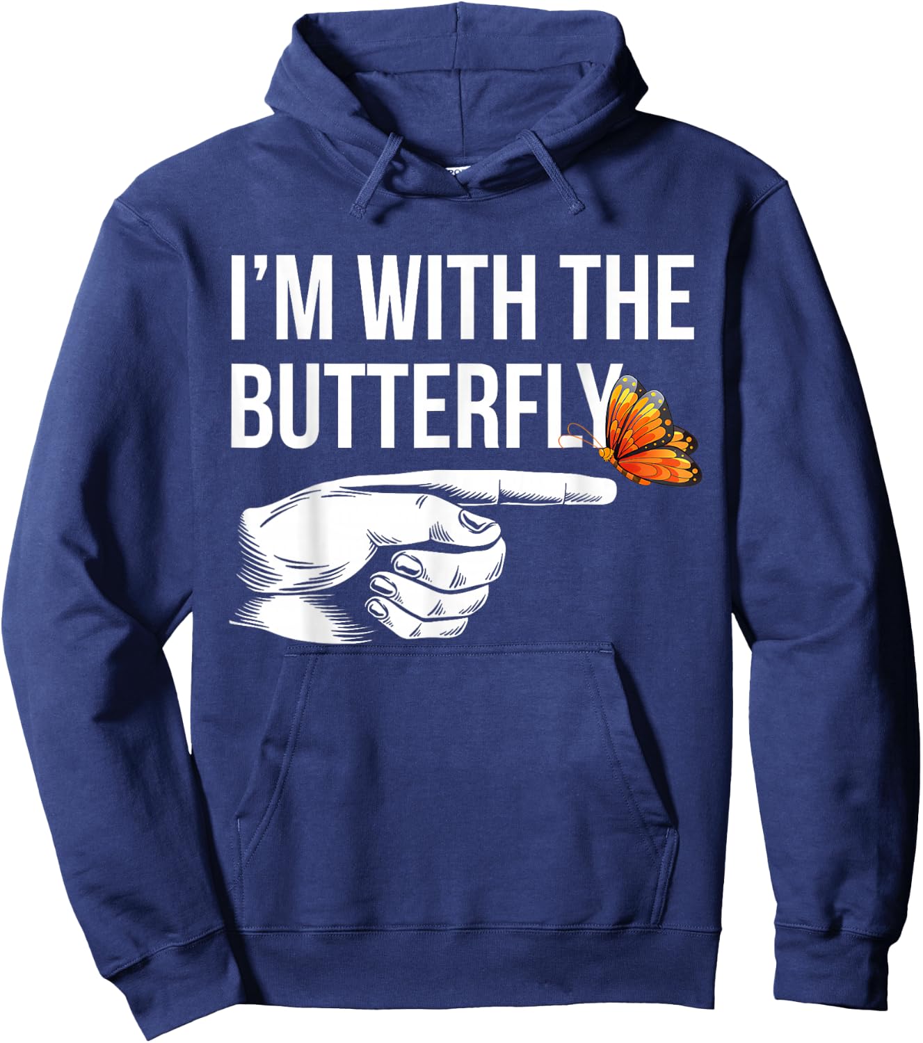 I'm With Butterfly Party Matching Couples Halloween Costume Hoodie - Hoodie | Navy
