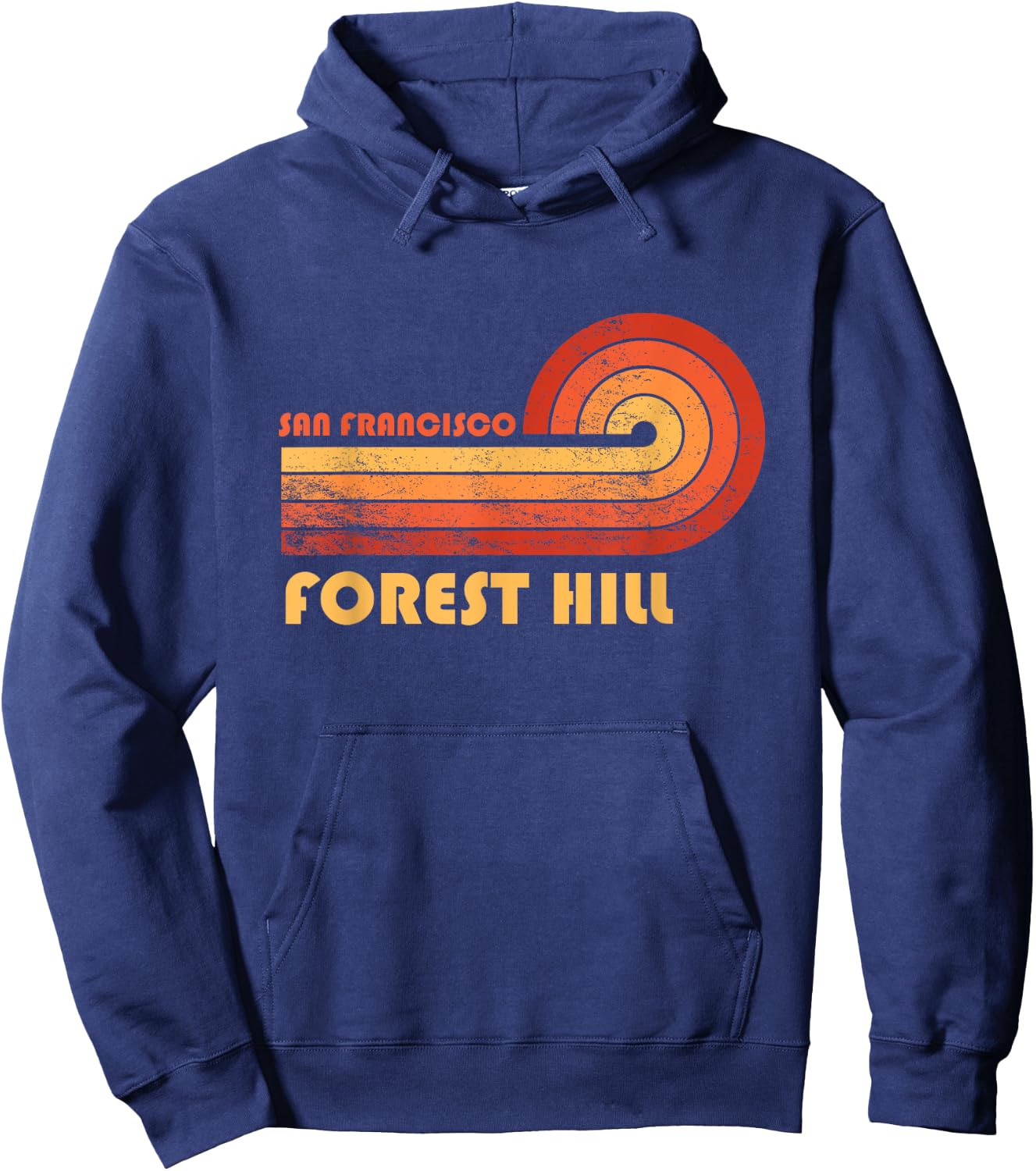 Forest Hill San Francisco California Retro Vintage Hoodie - Hoodie | Navy