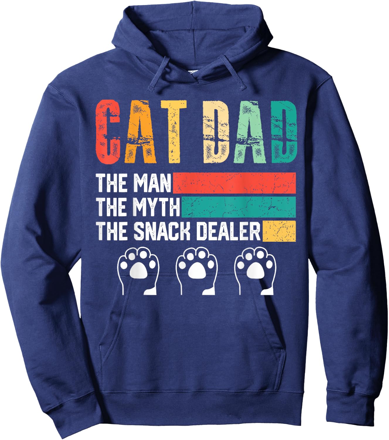 Vintage Cat Dad The Man The Myth Snack Dealer Father Day Hoodie - Hoodie | Navy