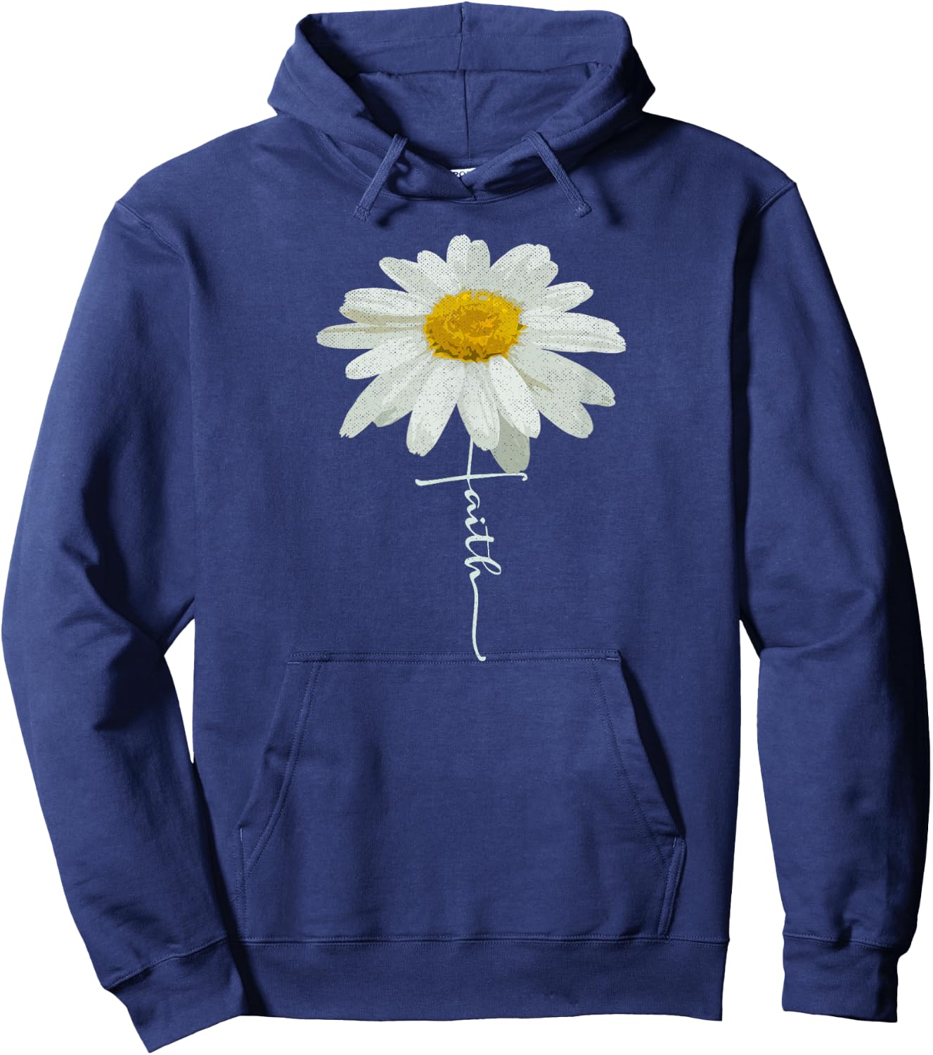 Christian Faith Cross Daisy Flower, Christian Men Women Hoodie - Hoodie | Navy