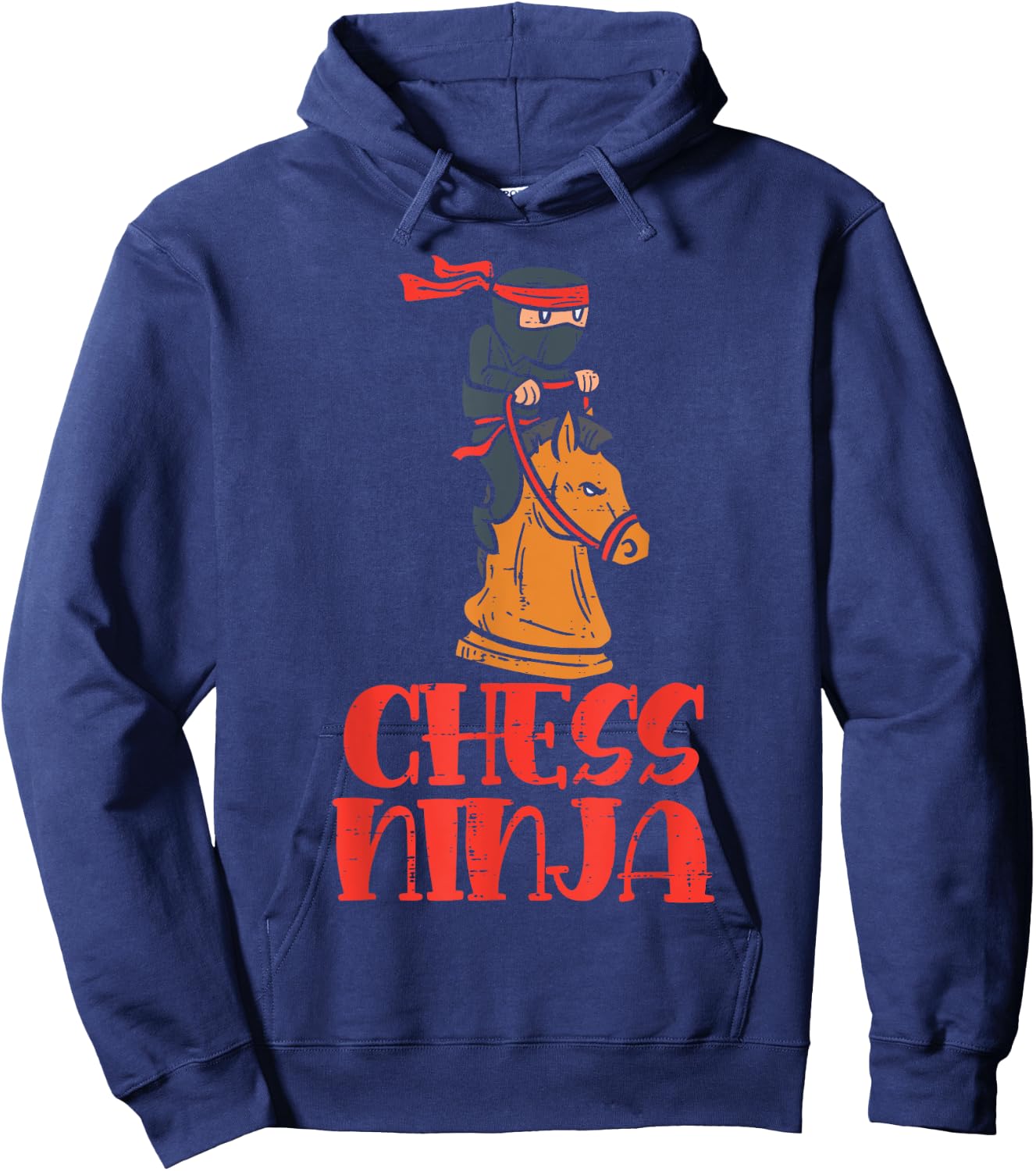 Chess Ninja On Knight Horse Funny Player Boys Girls Kids Hoodie - Hoodie | Navy